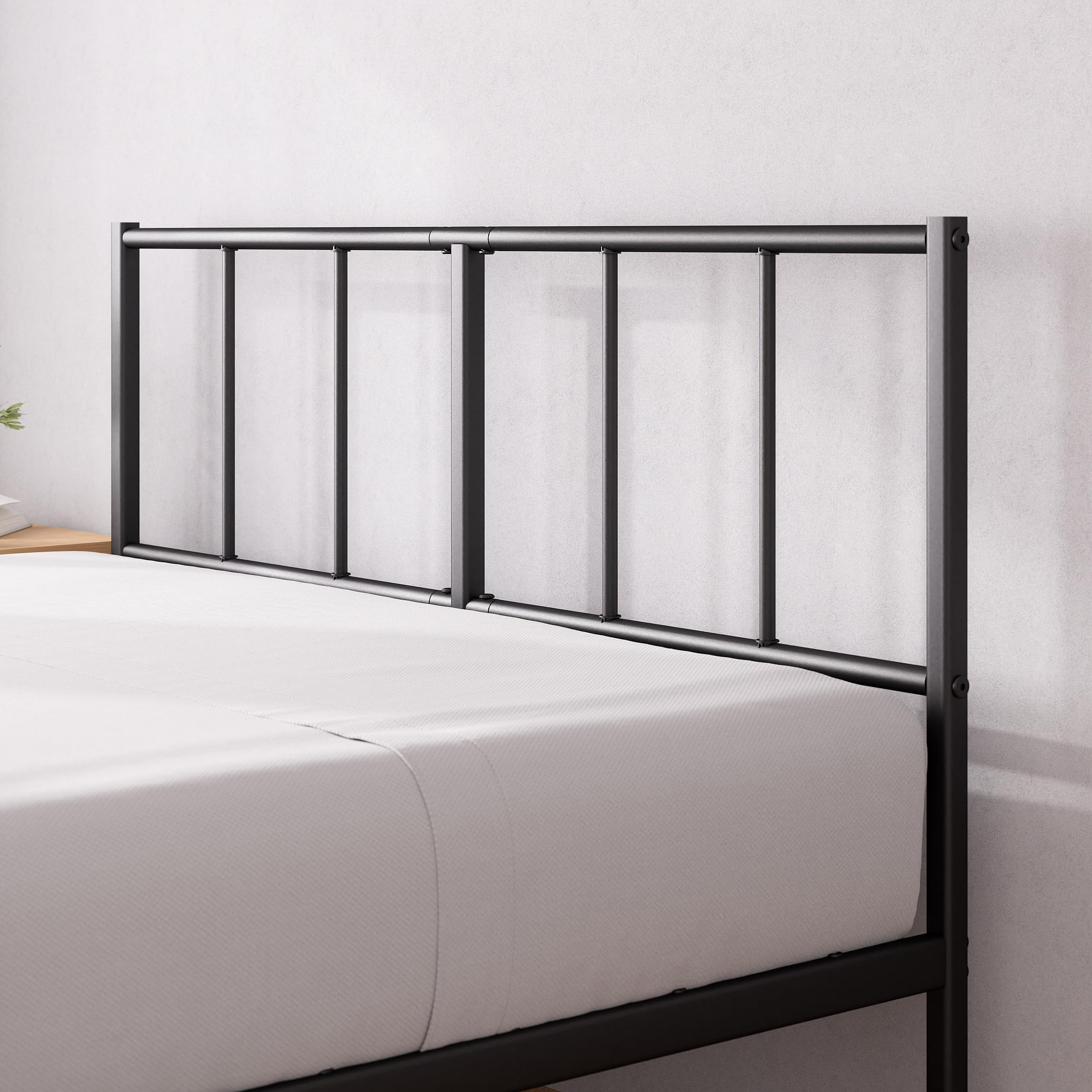 Zinus Justin Double Bed Frame with Headboard - Black Metal | 135 x 190 cm | 14'' Storage Clearance 5