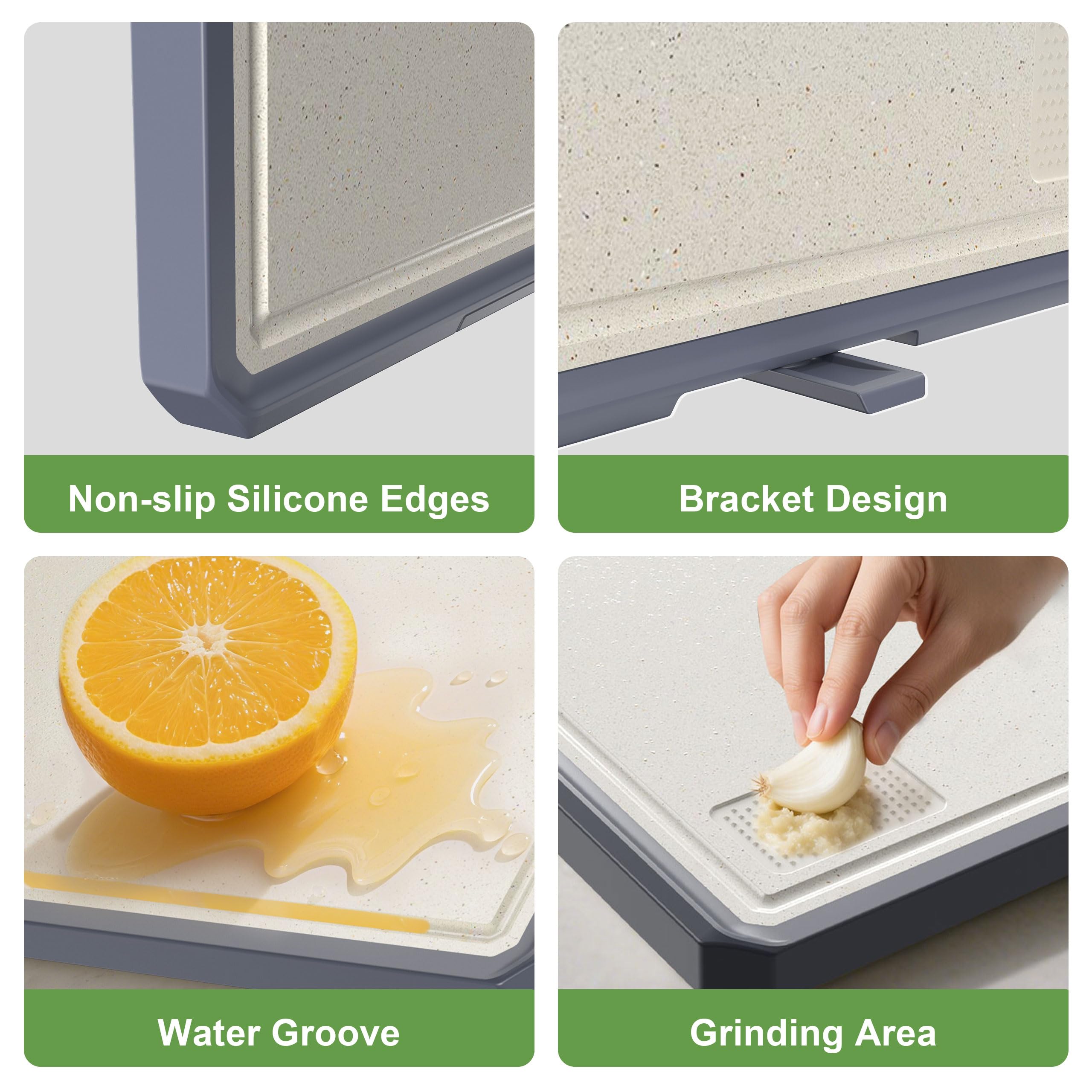 Rottogoon Double-Sided Stainless Steel & Wheat Straw Chopping Board | 40x27cm | Antibacterial 5