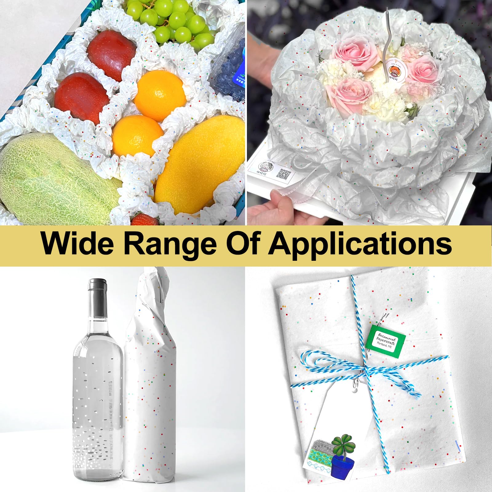 ASelected 72 Sheets White Glitter Tissue Paper for Gift Wrapping | 50x70 CM Sheets | Reusable Material 4