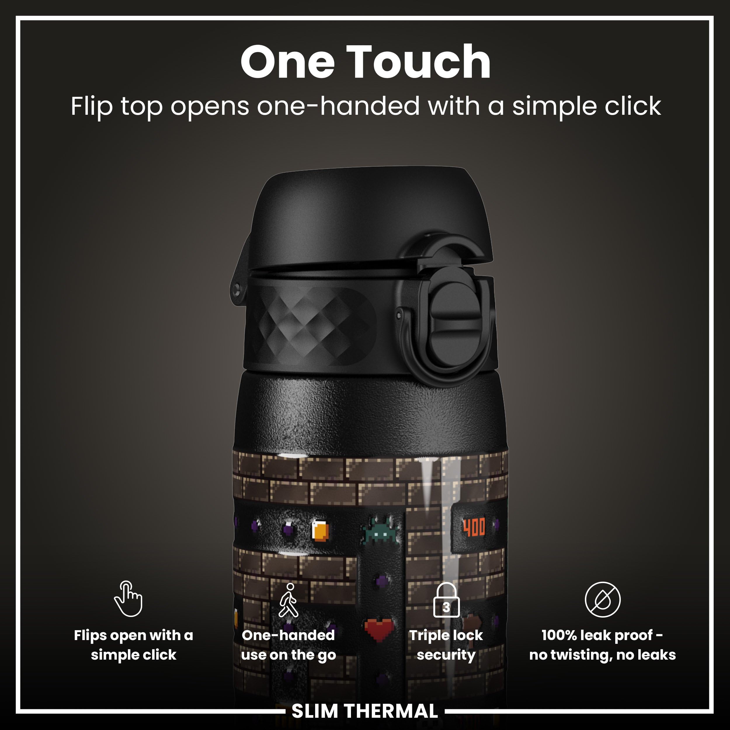 Ion8 Vacuum Insulated Steel Water Bottle - 500 ml/17 oz | Leak Proof | Gamer Color 3