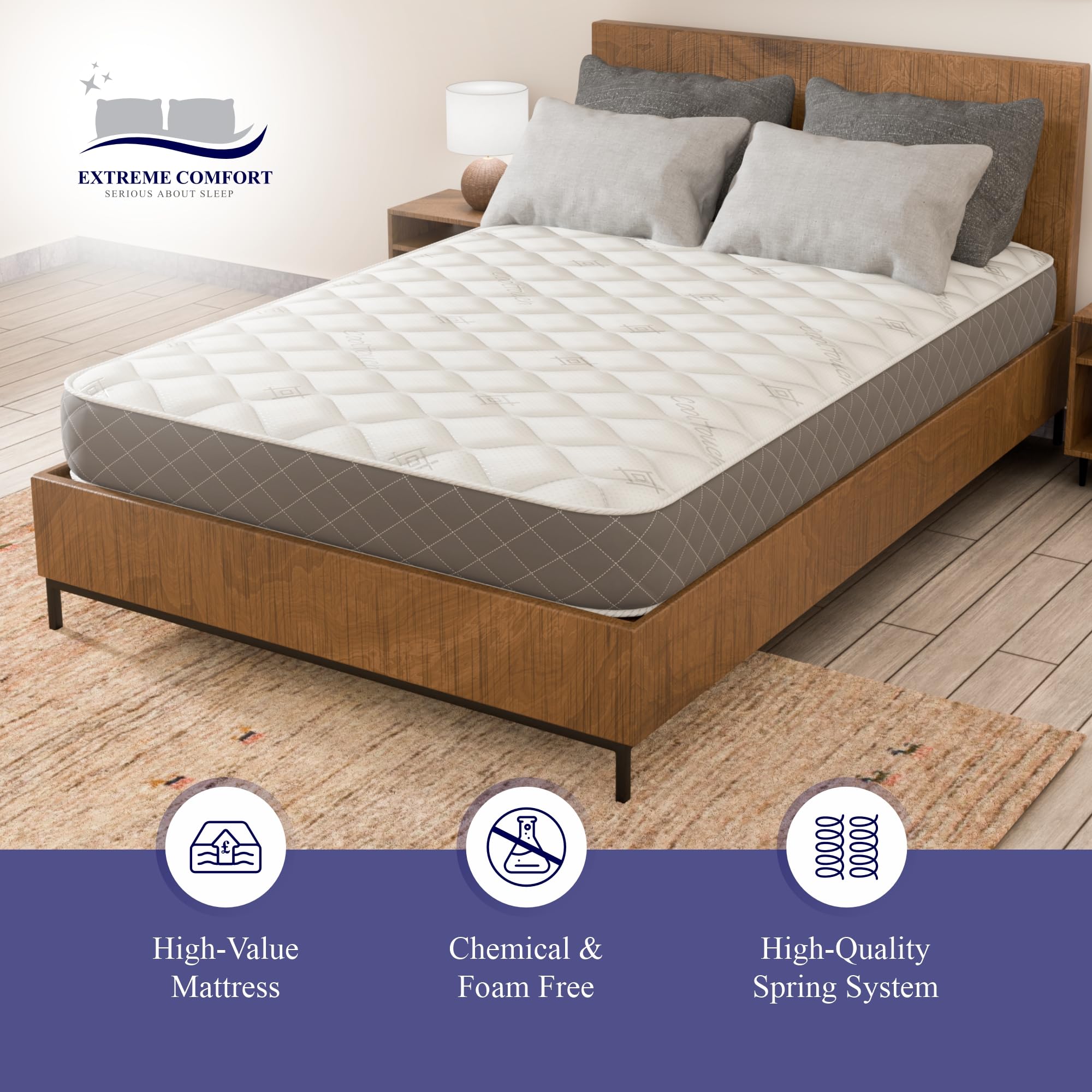 eXtreme comfort ltd Cooltouch Diamond Essential Single Mattress | 18cm Depth | Grey 4