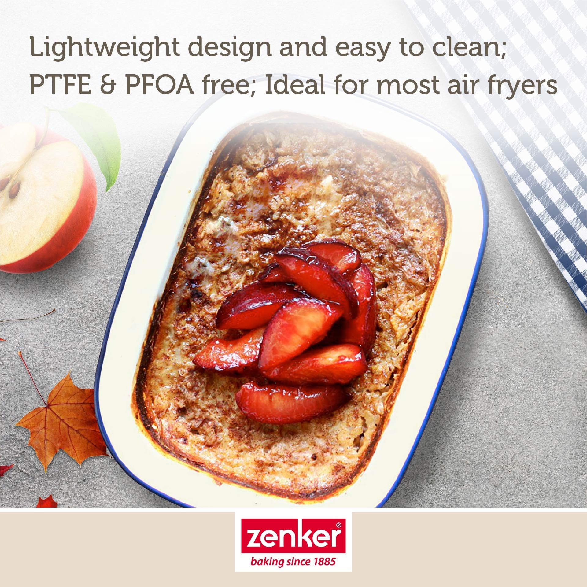 Zenker Enamel Pie Pan - Vintage Design, Carbon Steel, Air Fryer Compatible | 25.8x19cm 5