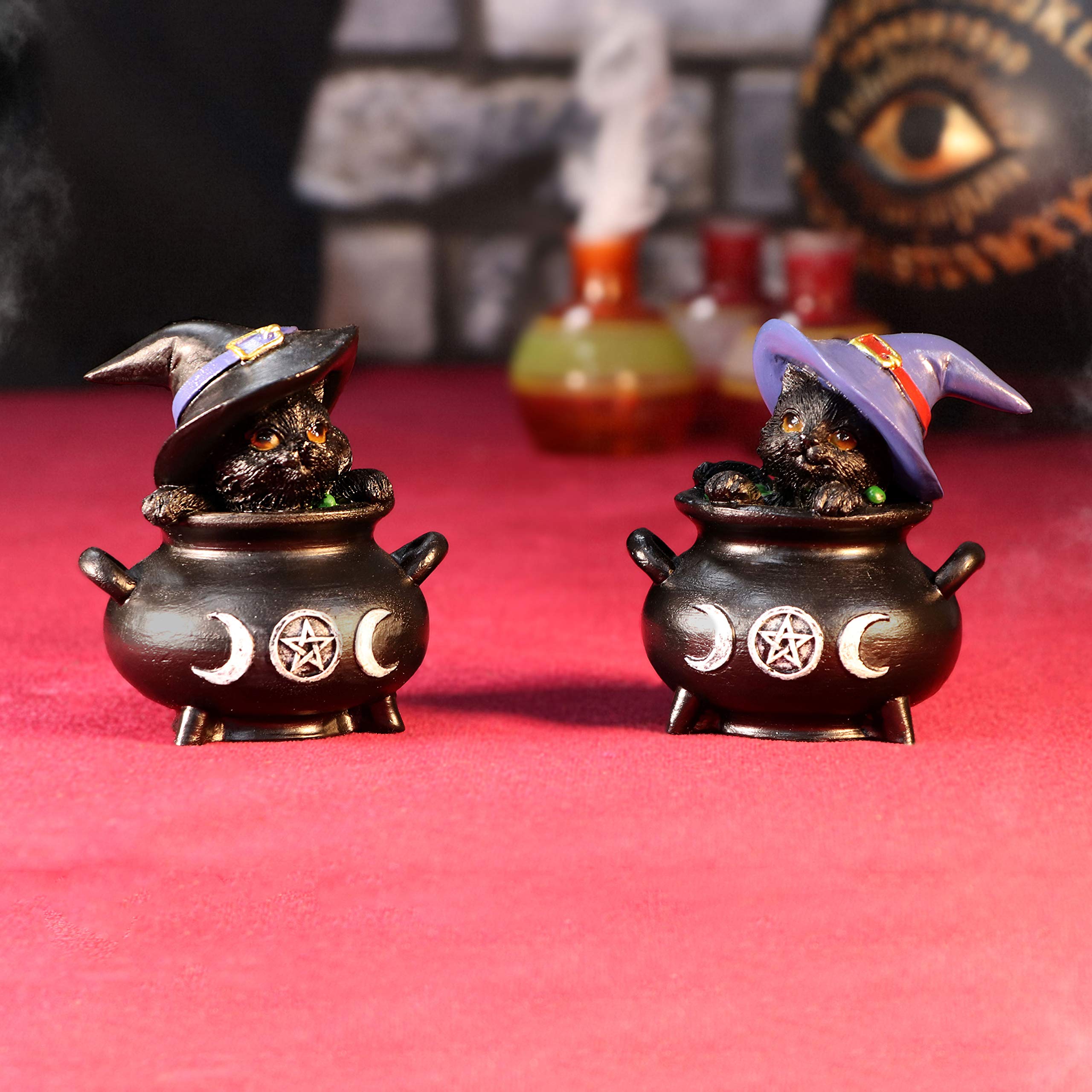 Nemesis Now Hubble and Bubble Witches Familiar Black Cat and Cauldron Figurines, 8cm 7