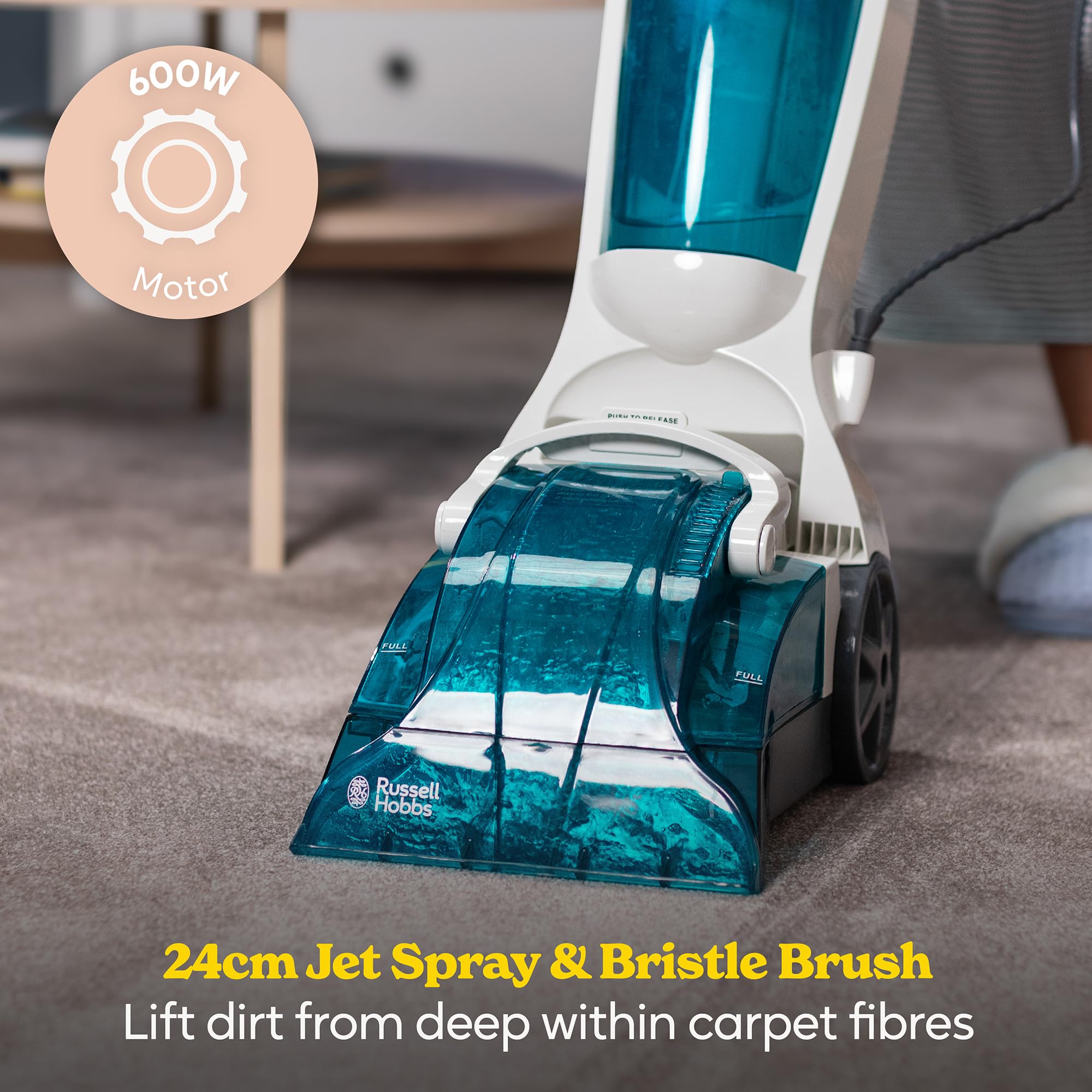 Russell Hobbs RHCC5001 Carpet Washer & Cleaner - 600W Power | 1.8L Clean Tank | Lightweight Design 4