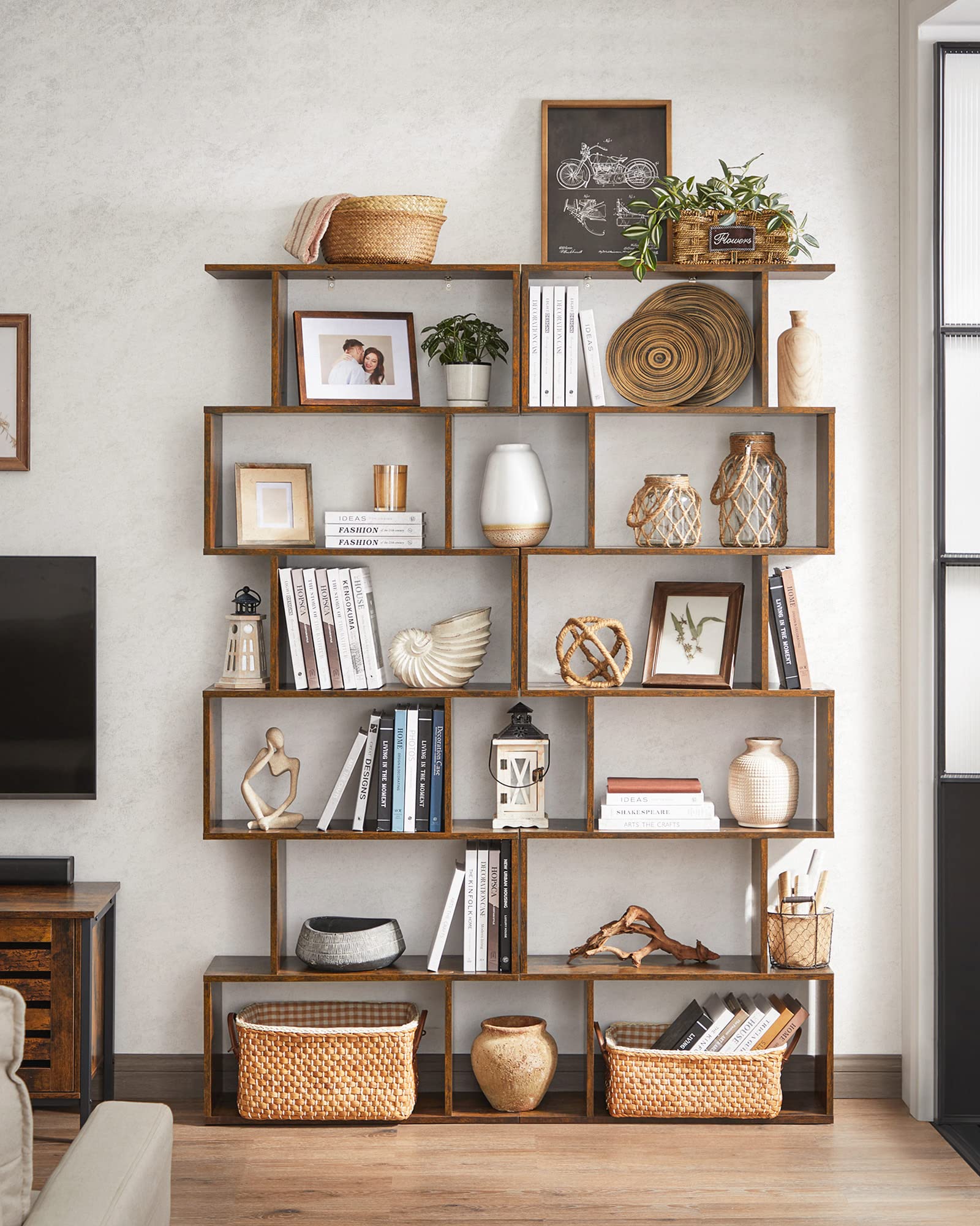VASAGLE 6-Tier Bookshelf - Freestanding Storage Shelf | 70W x 191.6H cm | Vintage Brown 4