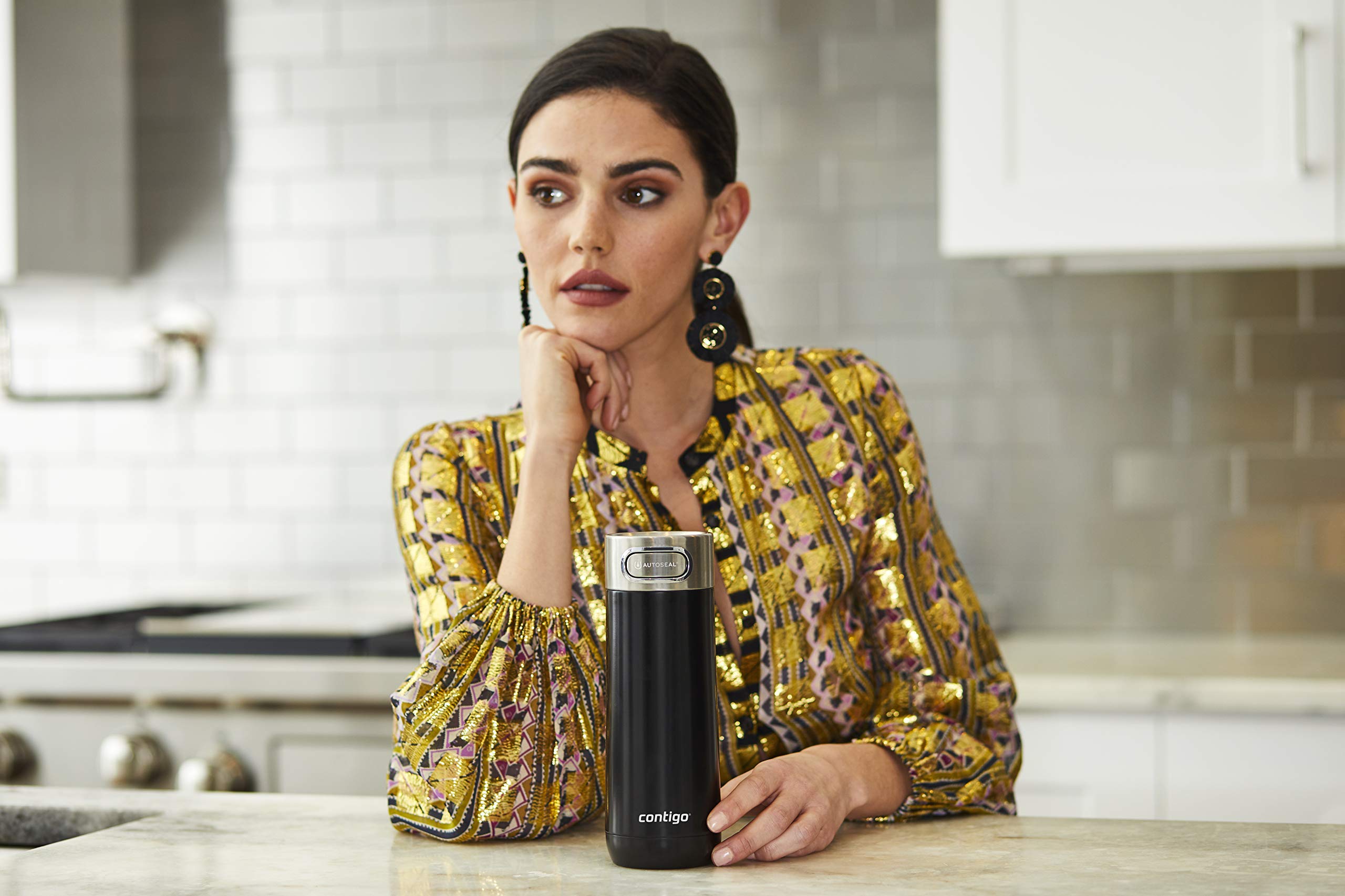 Contigo Luxe Autoseal Travel Mug - 470ml Stainless Steel Thermal, Leakproof, Licorice 9