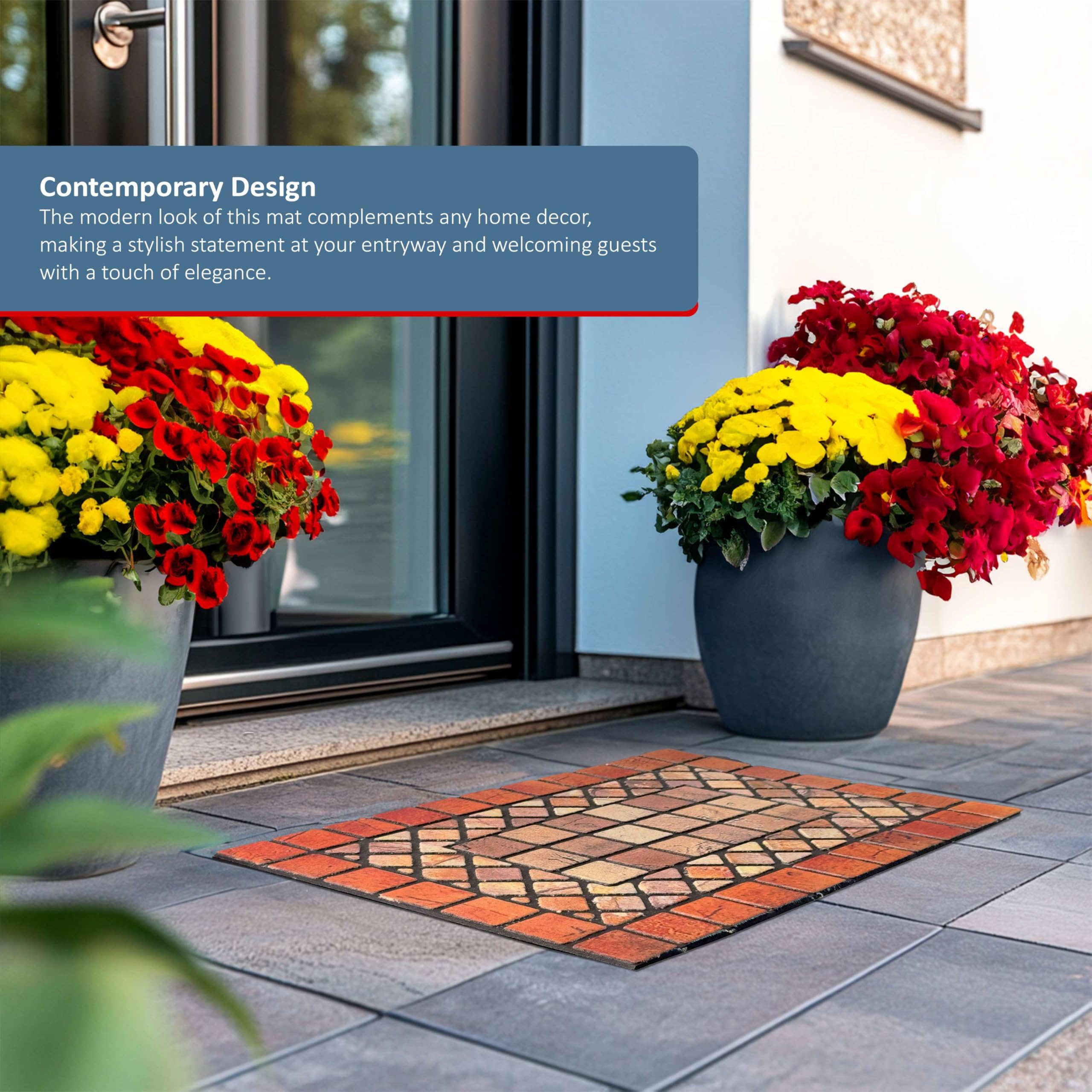 Nicoman Heavy Duty Boot Scraper Doormat - 90x60cm Rubber, Non-Slip, Indoor/Outdoor | Red Border 5