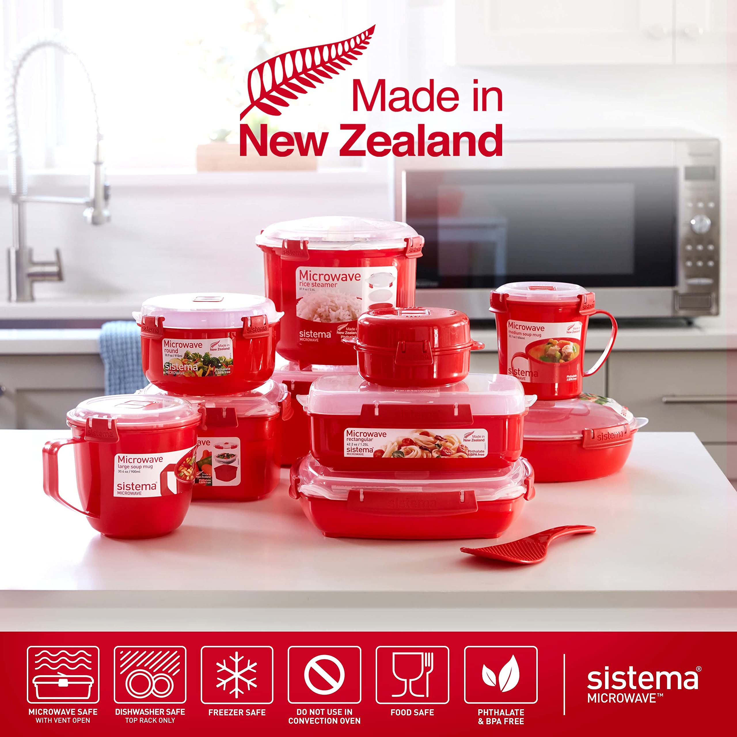 Sistema Microwave Breakfast Bowl - 850 ml Round Container with Steam Vent | BPA-Free Plastic | Red | 1 Count 6