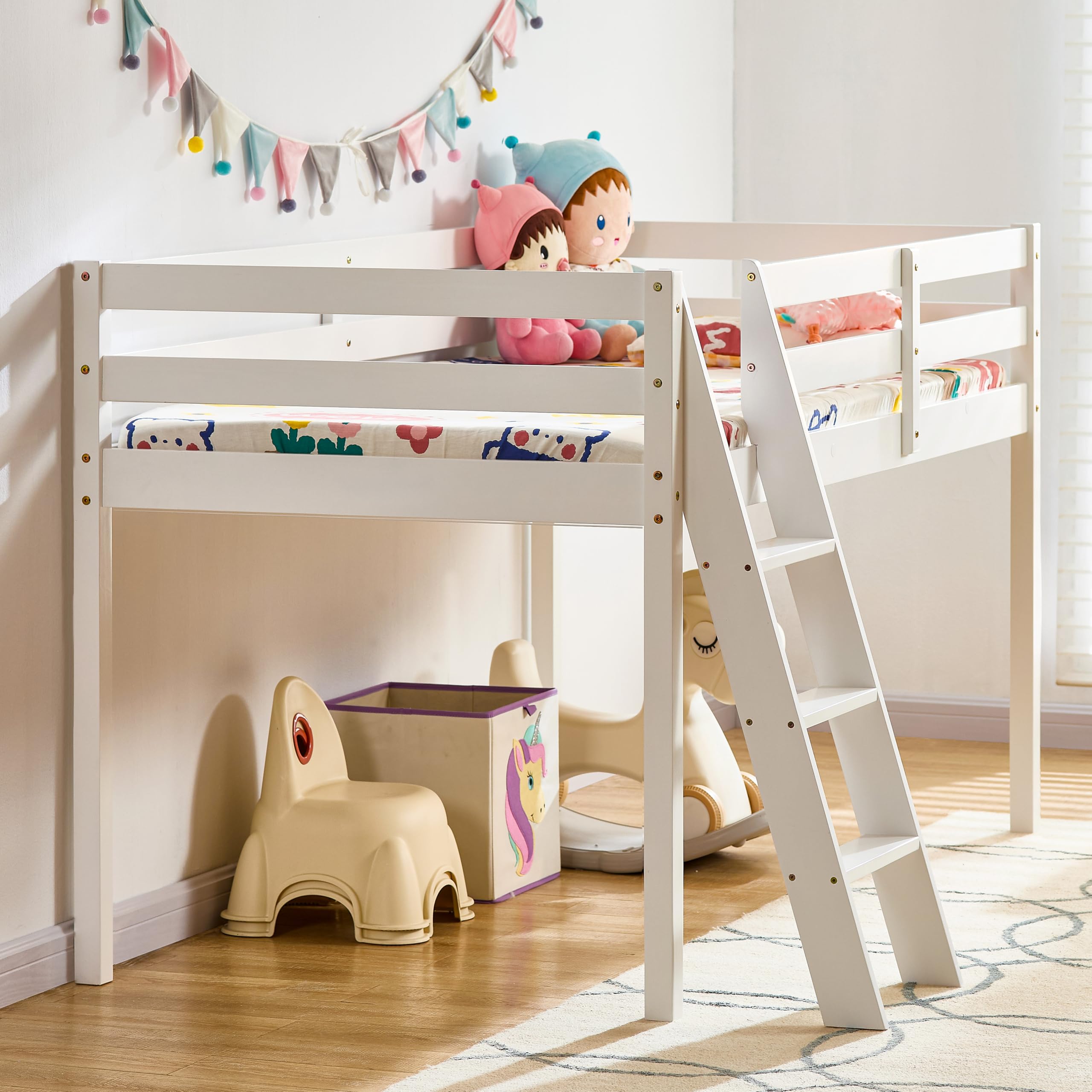 Vida Designs Sydney High Sleeper Cabin Bunk Bed with Ladder | Solid Pine Wood | White Finish | 110 x 198 x 97 cm 4