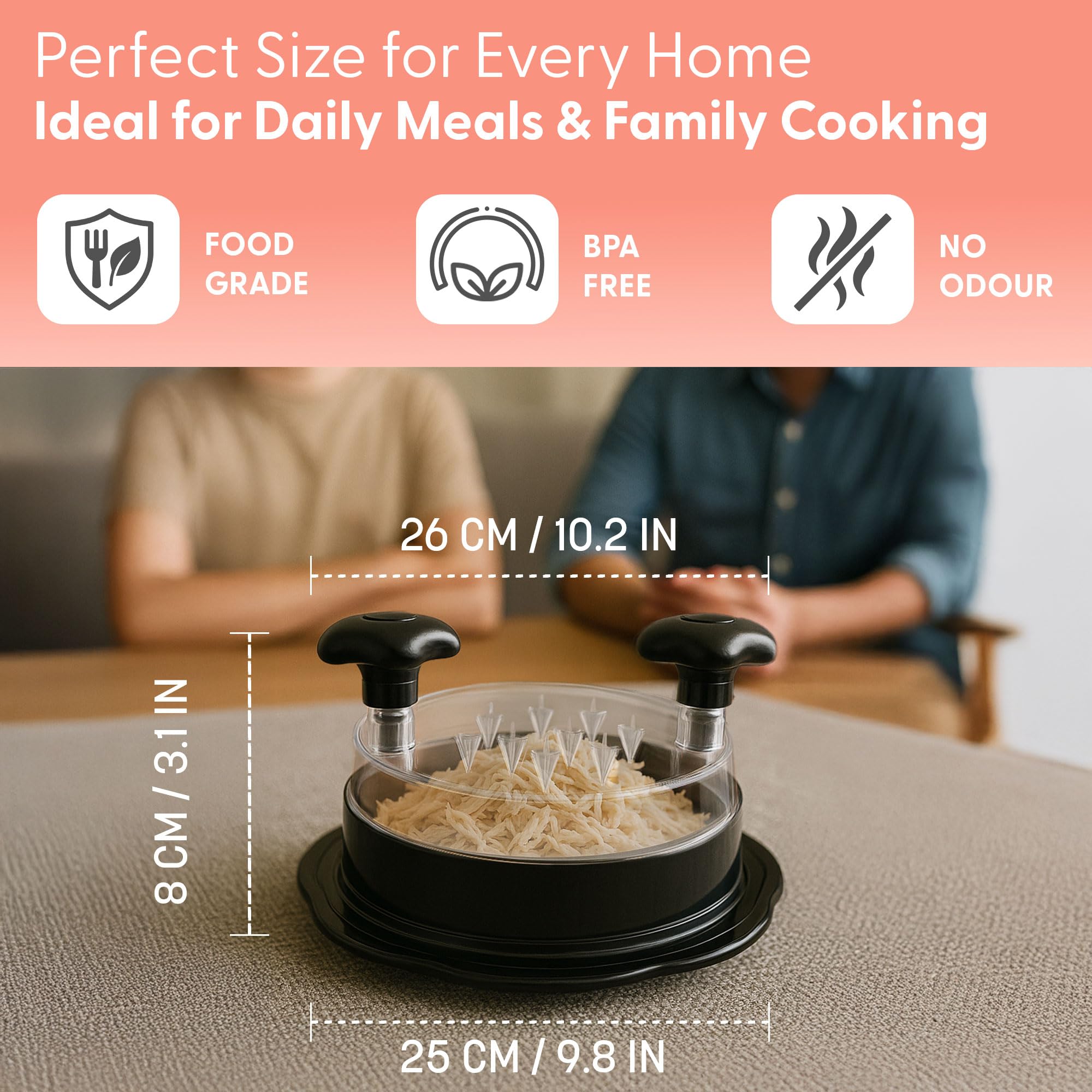 KEPLIN Meat Shredder Tool - BPA-Free, Anti-Slip Base, Dishwasher Safe | 25 x 25 x 8 cm 6