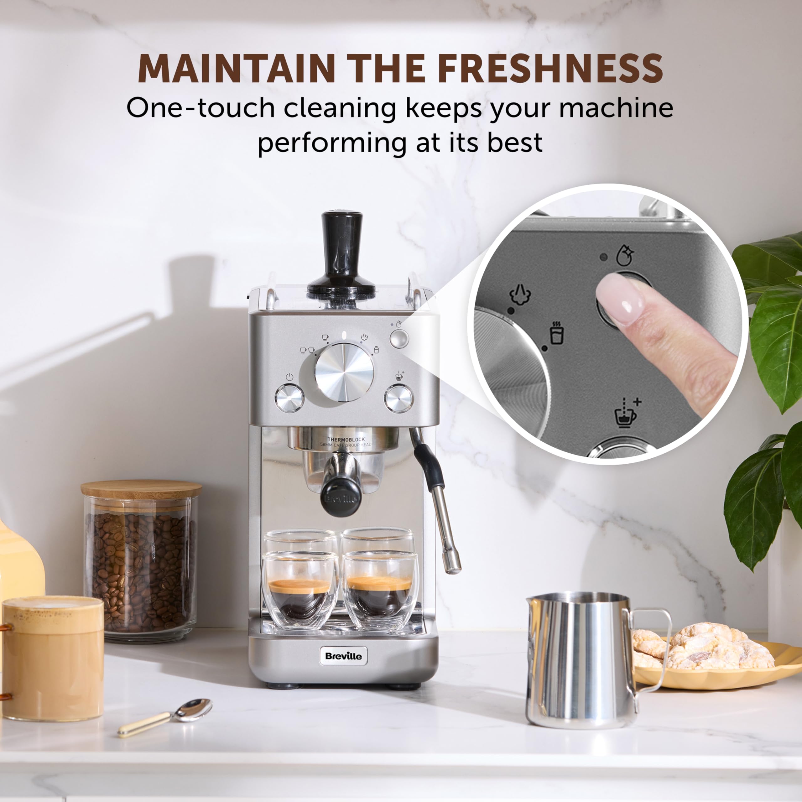 Breville Barista Slimline Espresso Machine - Integrated Milk Frother | Silver | VCF185 3