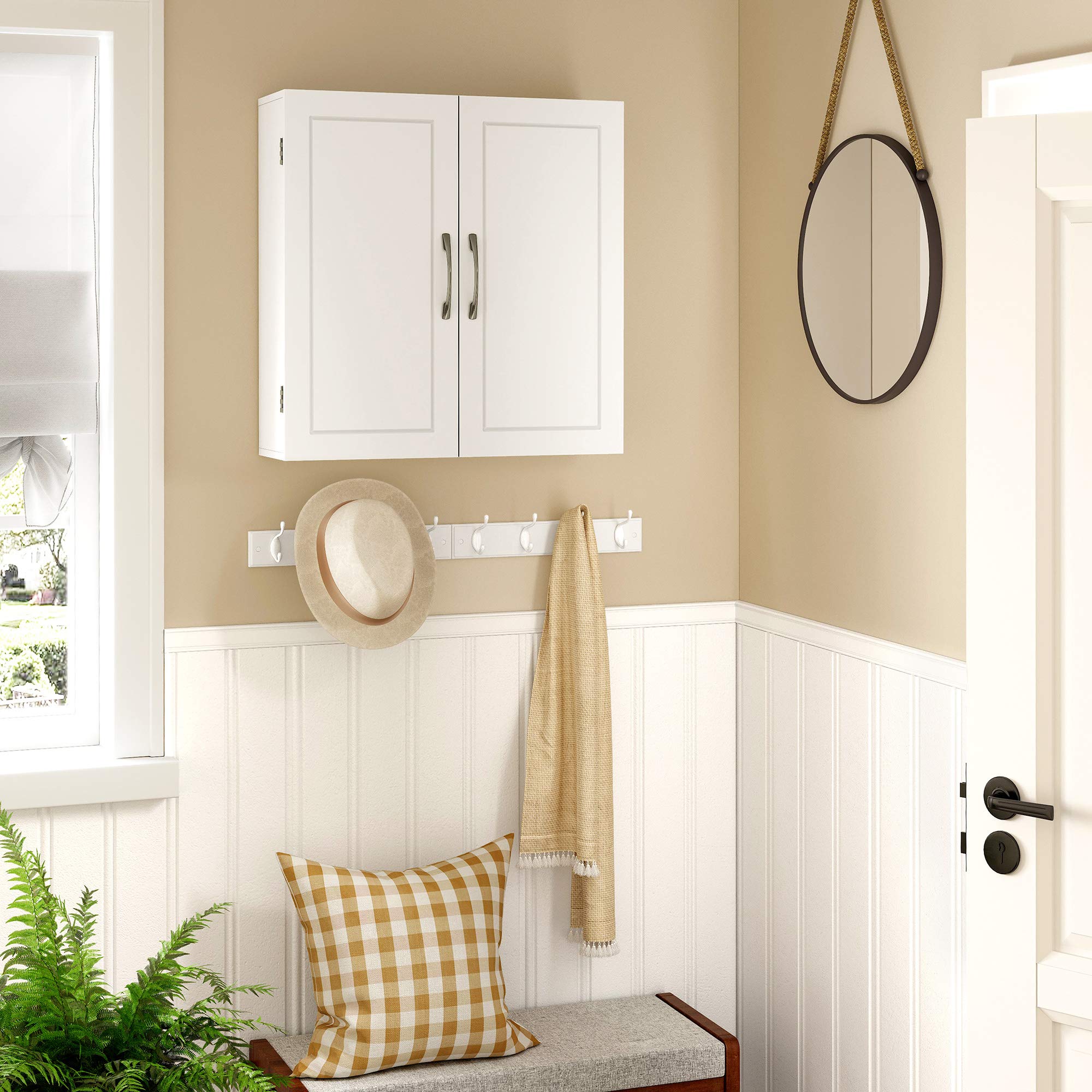 VASAGLE Bathroom Wall Cabinet - Cloud White | Adjustable Shelves | Wall-Mounted Storage | 60x18x60 cm 7