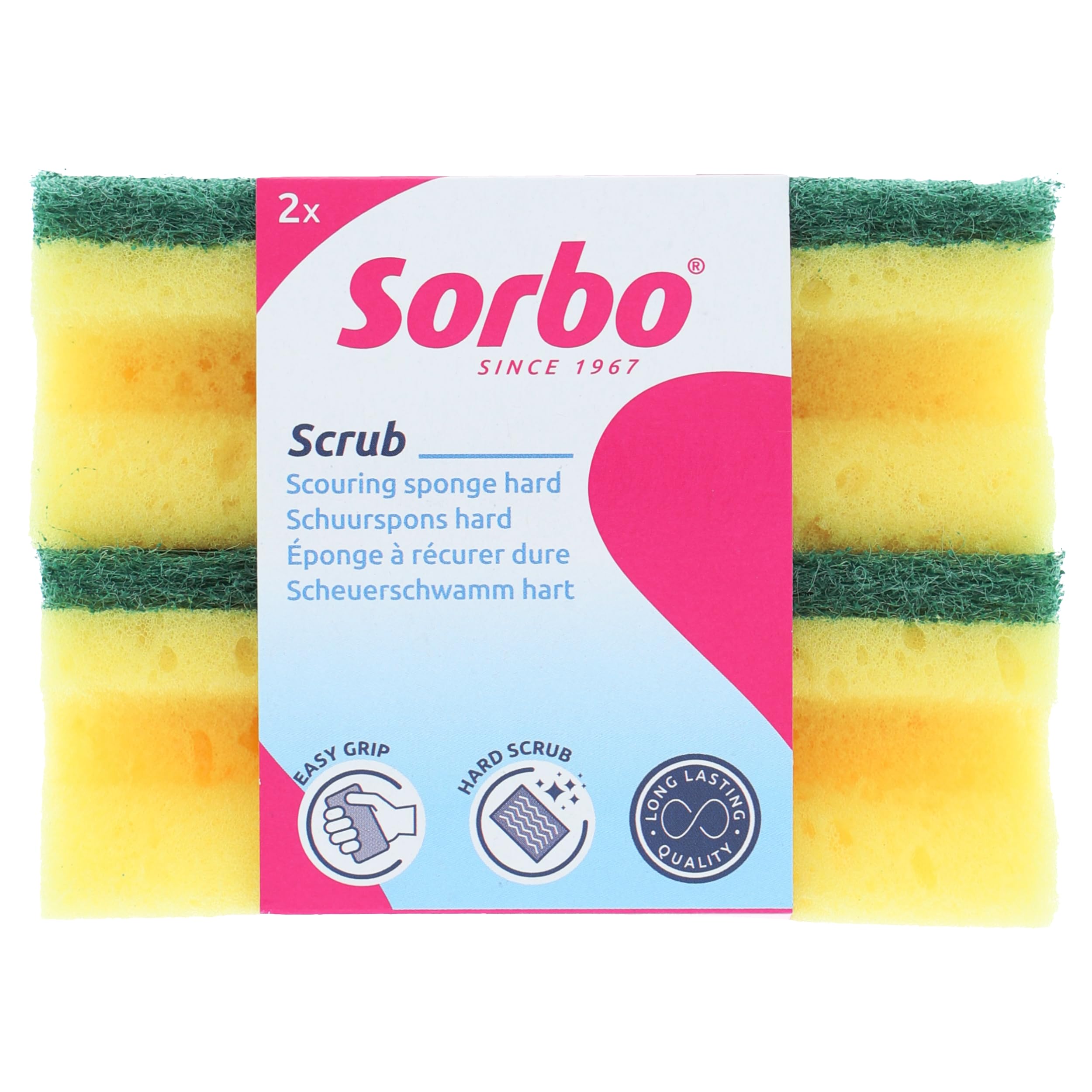 Sorbo Extra Large Scouring Sponge - Durable Foam for Tough Grime | 2 Pack | 11.5cm x 6cm x 4cm 1