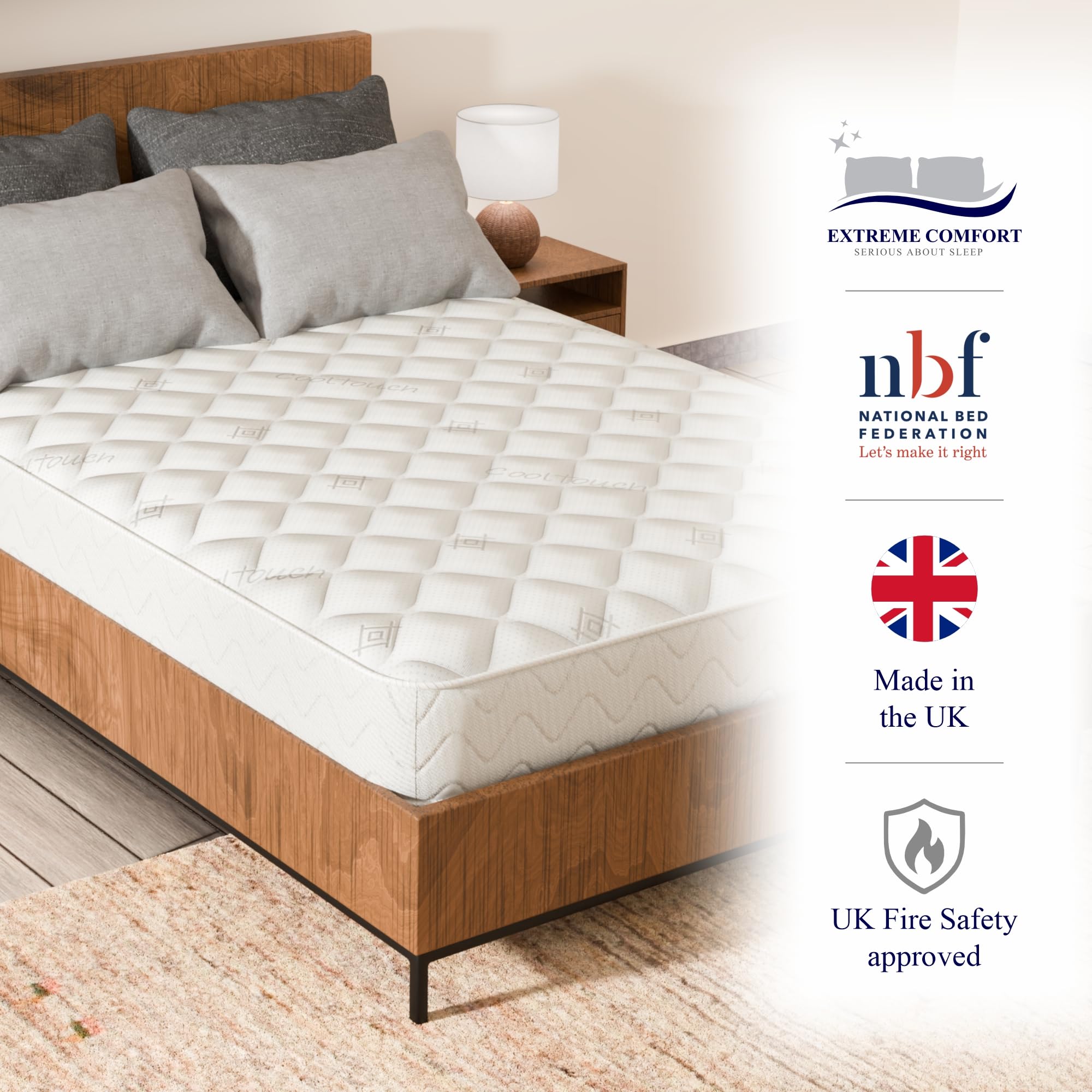 eXtreme comfort ltd Flame Essentials Double Mattress - 135 x 190cm | 18cm Deep | Foam Free Bonnell Spring 6