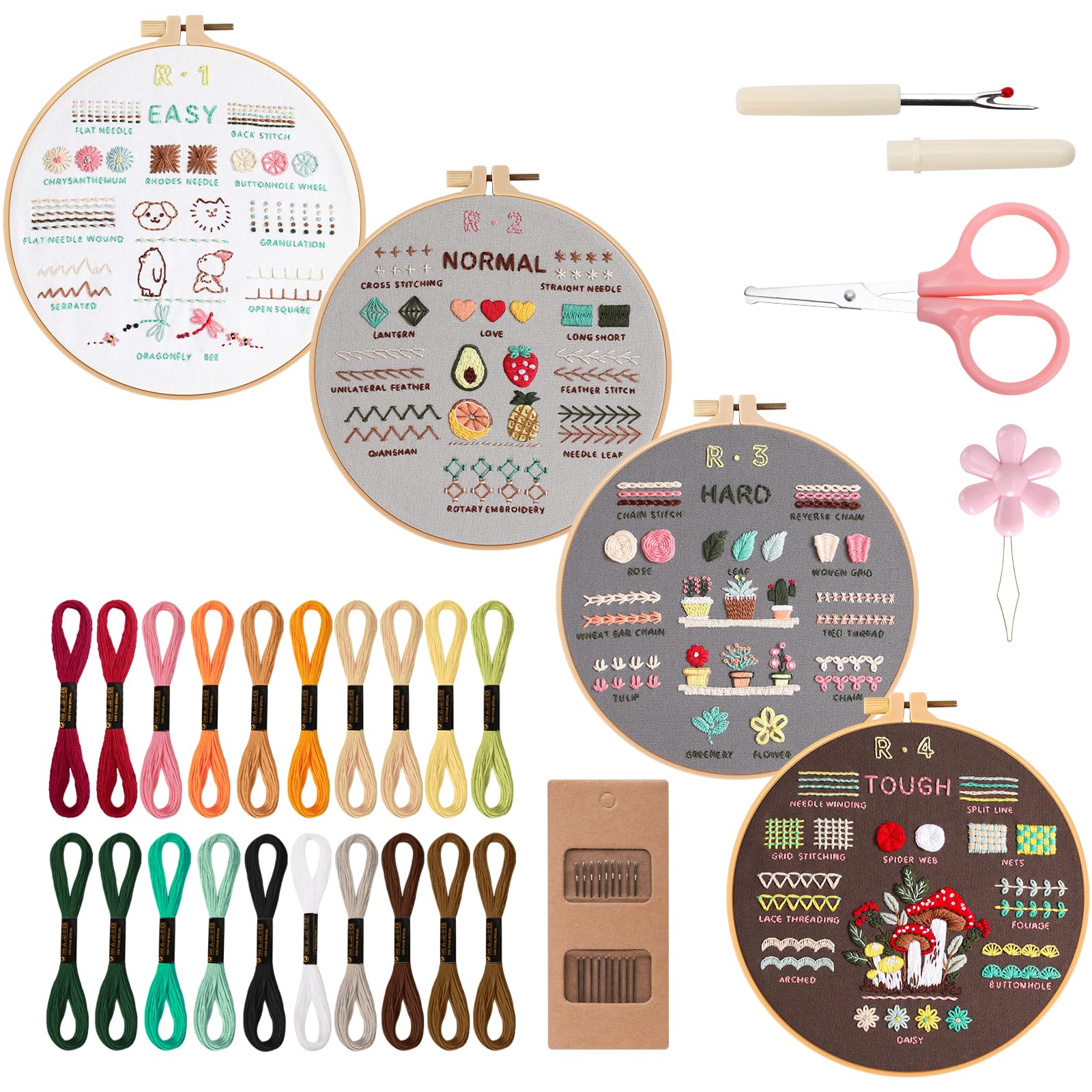 VynyQoo 4pcs Embroidery Kits for Beginners - Learn 40 Stitches | Includes Video Tutorial 1