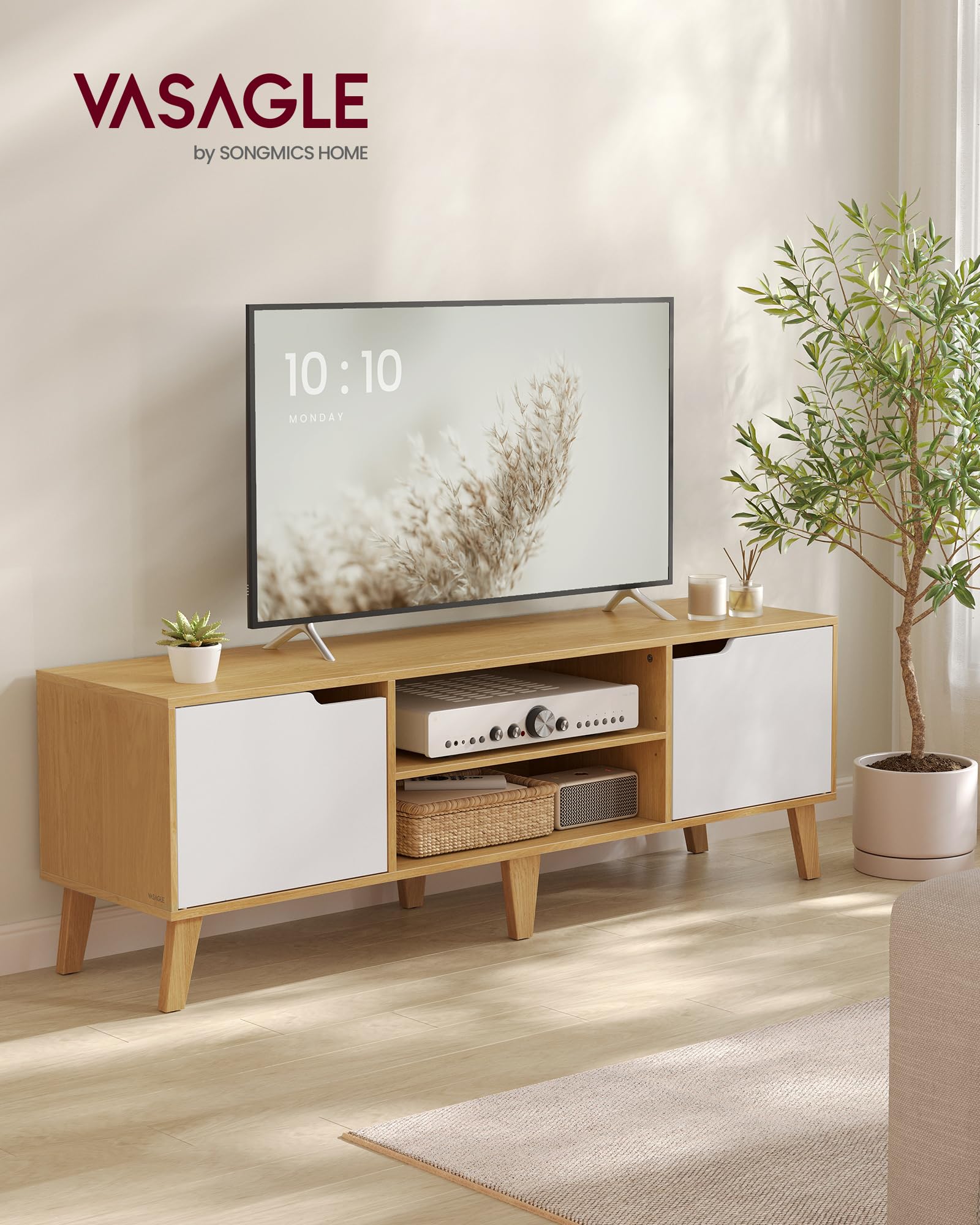 VASAGLE TV Stand Unit - Fits TVs up to 65" | 147cm Wide | Adjustable Shelf