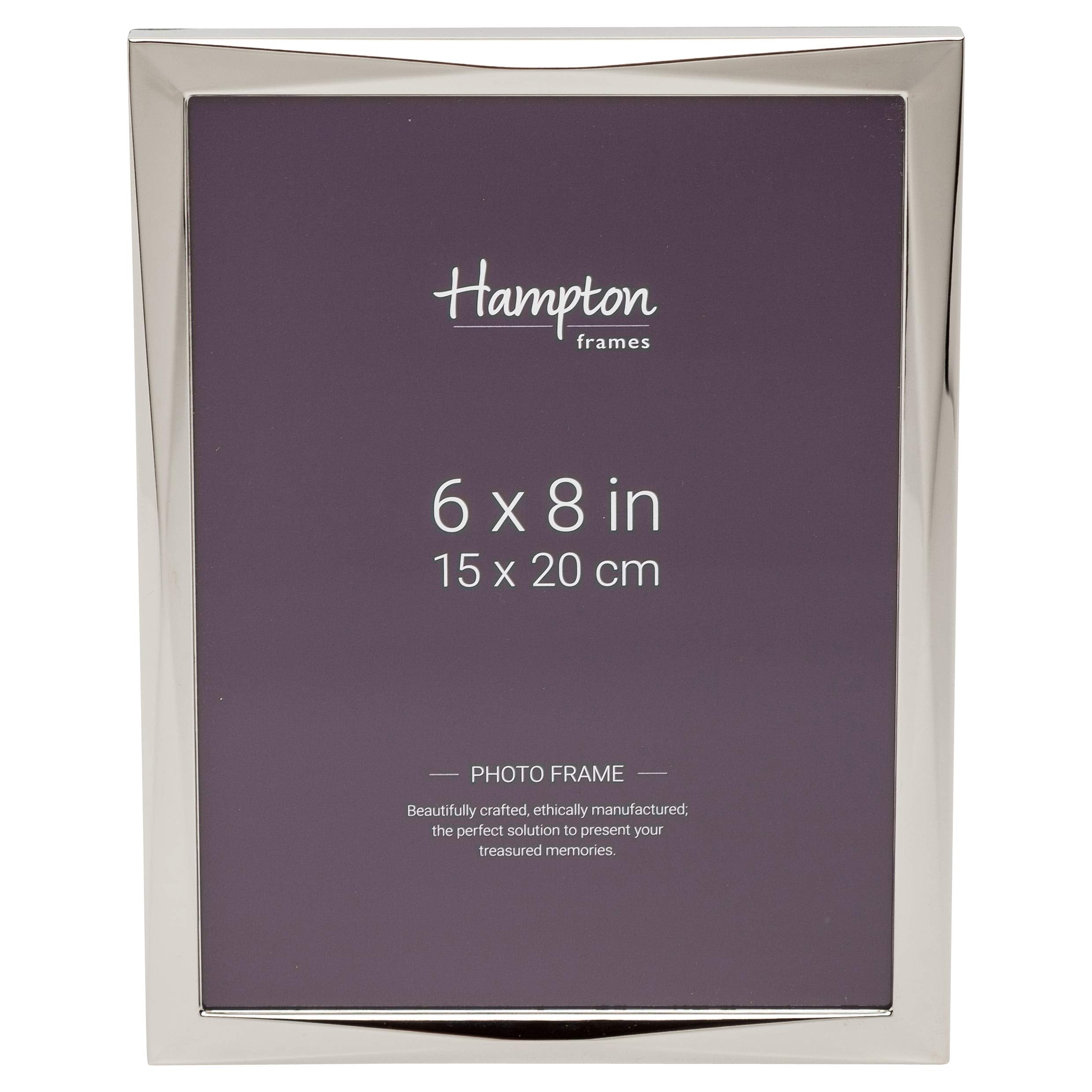Hampton Frames Polished Nickel Photo Frame - 6x8 (15x20cm) | Freestanding Display | Silver Finish