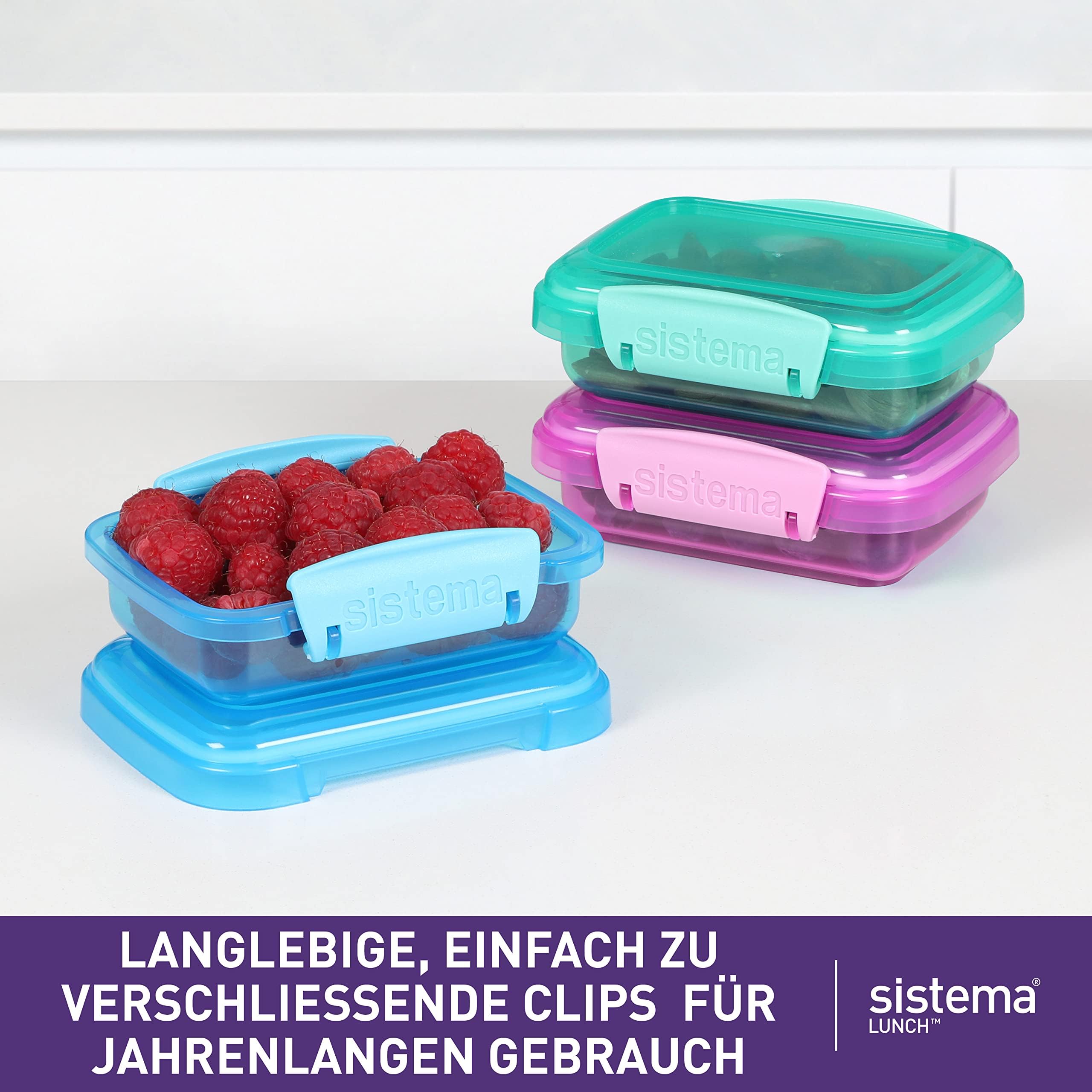 Sistema Snack Pots - 200 ml Capacity, 3 Count | BPA-Free Plastic | Assorted Colors