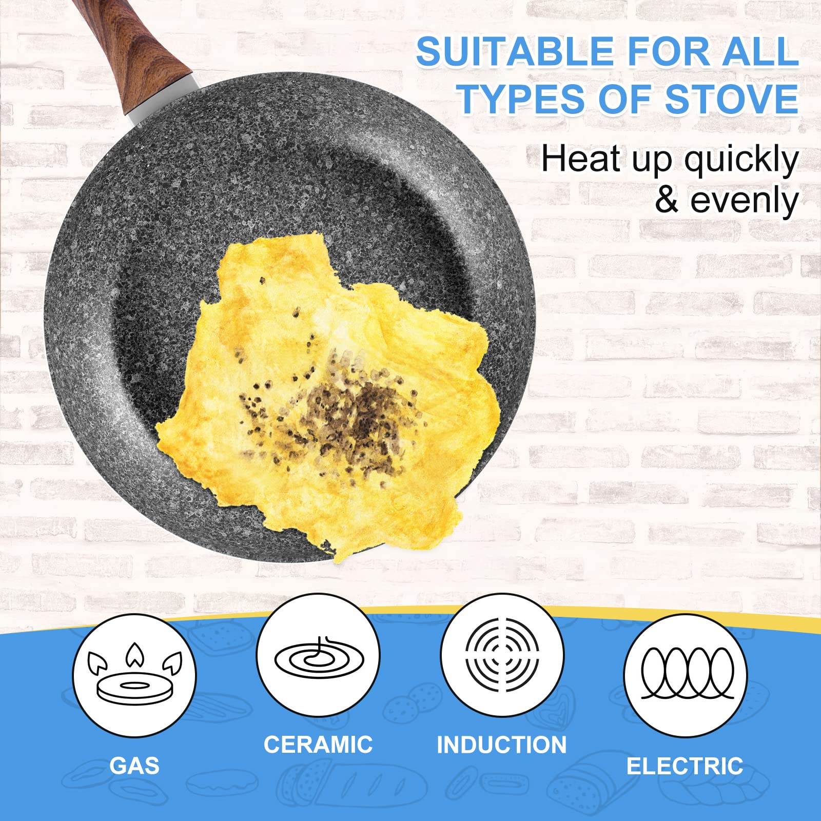 Rainberg 28cm Non-Stick Frying Pan - Granite Coating, Induction Compatible, Anti-Scratch 3