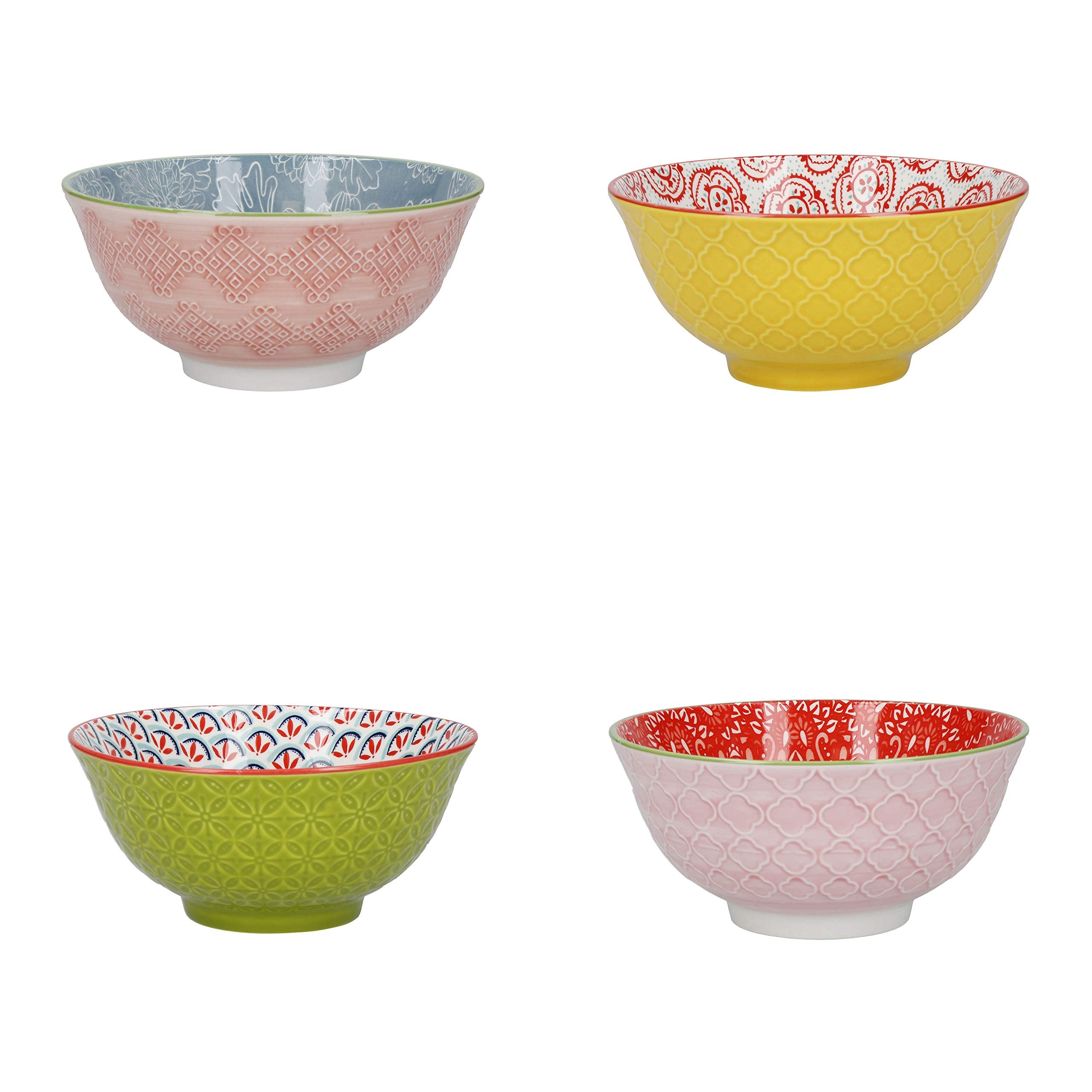 KitchenCraft Patterned Ceramic Soup-Cereal Bowls Set of 4 | Microwave Safe | Gift Boxed 1