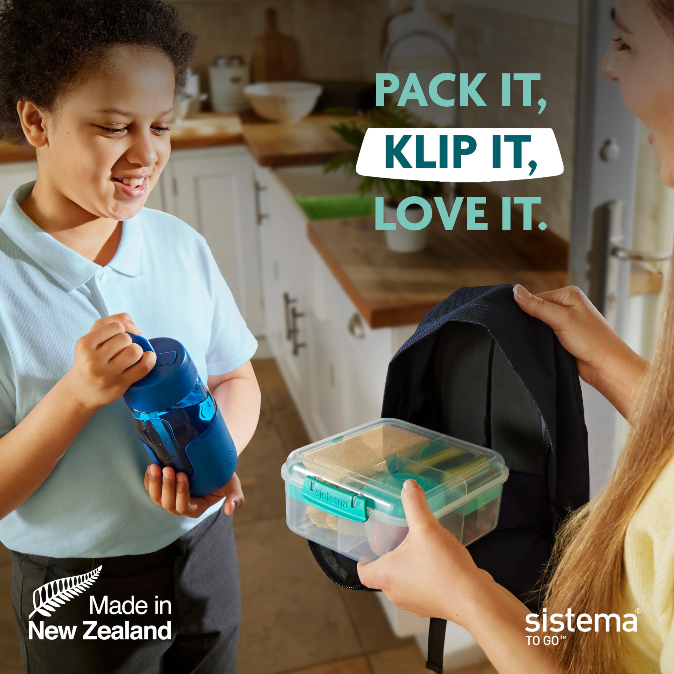 Sistema TO GO Bento Box Cube - 1.25 L Capacity | Minty Teal Lunch Box with Snack Pot | BPA-Free 7
