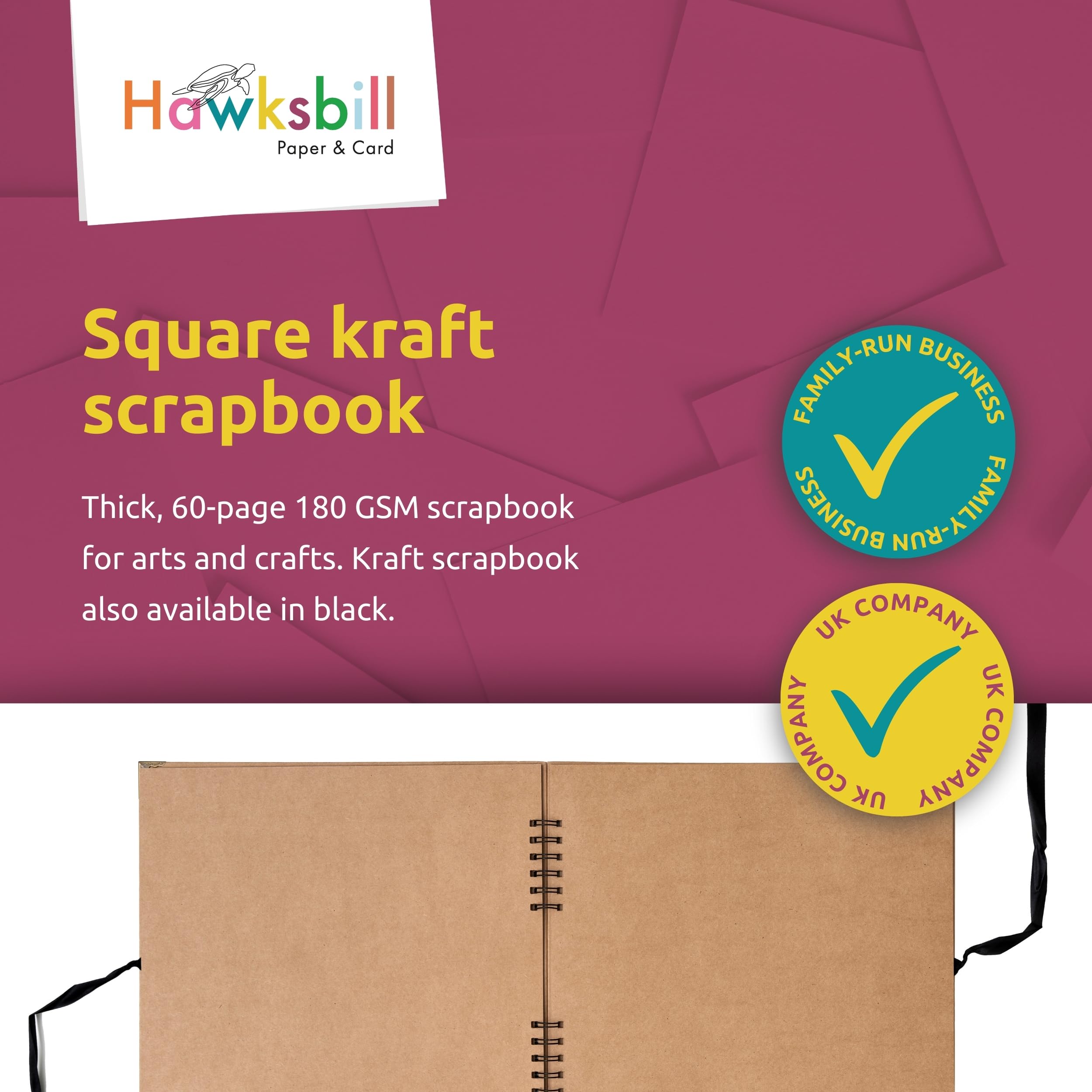 Hawksbill Brown Kraft Scrapbook Photo Album - 60 Pages | 12' X 12' Spiral Bound 5