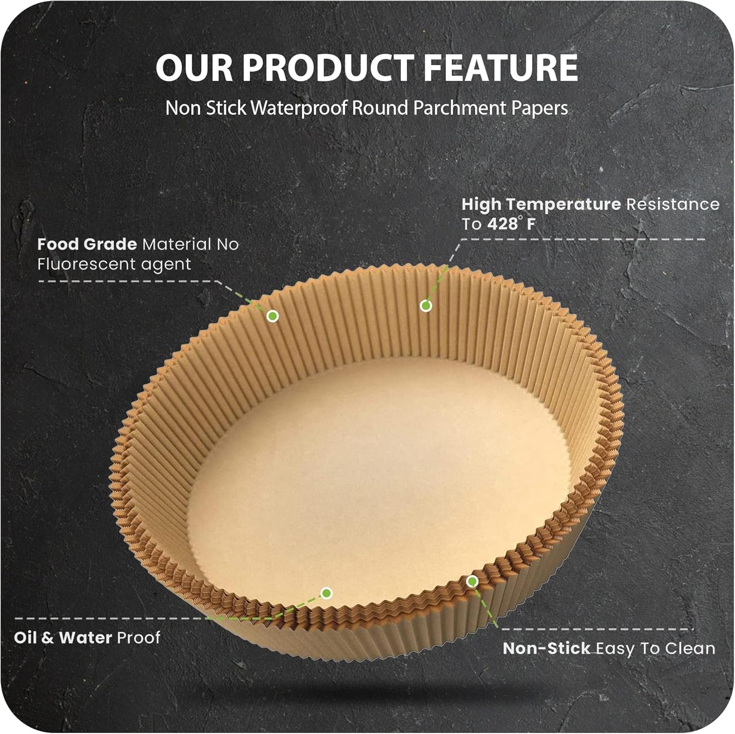 Roe Tenpo Air Fryer Liners - 100 Pcs Disposable Parchment Paper, 6.3 Inch Round, Non-Stick 5