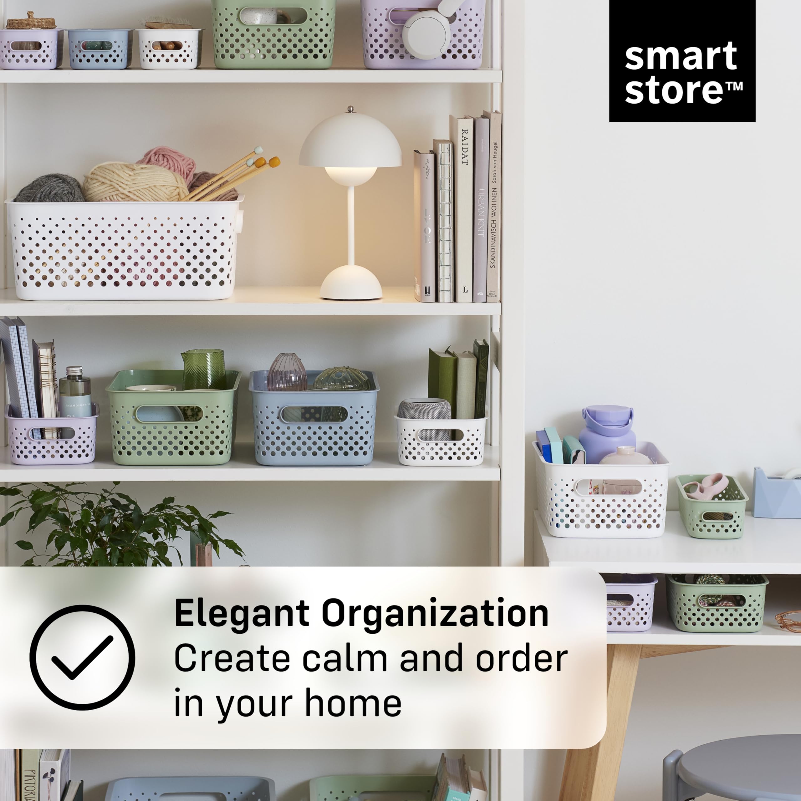 SmartStore Storage Basket with Handles - 11.4L Capacity | 36.5x27x15cm | Sea Salt Plastic 5