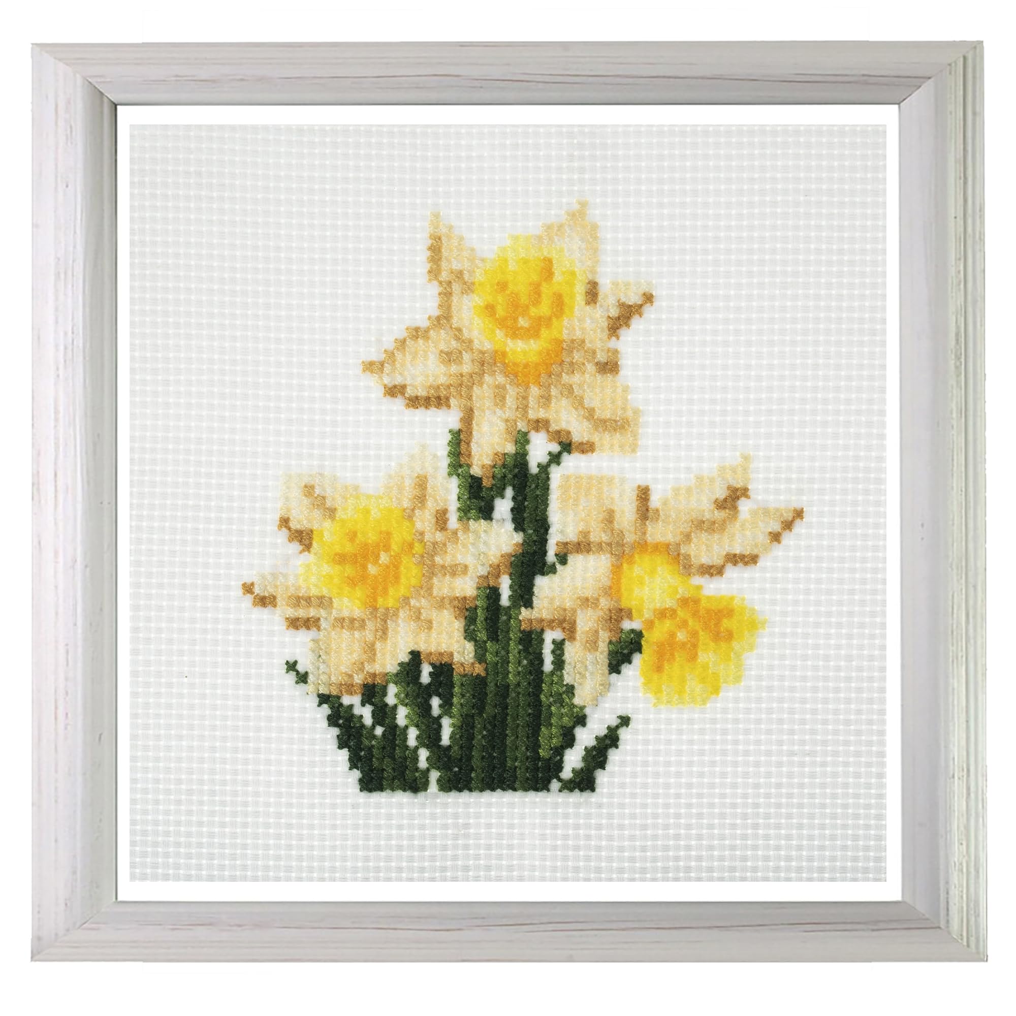 Trimits Mini Counted Cross Stitch Kit - Daffodil Design | 13 x 13cm (5 x 5in) 1