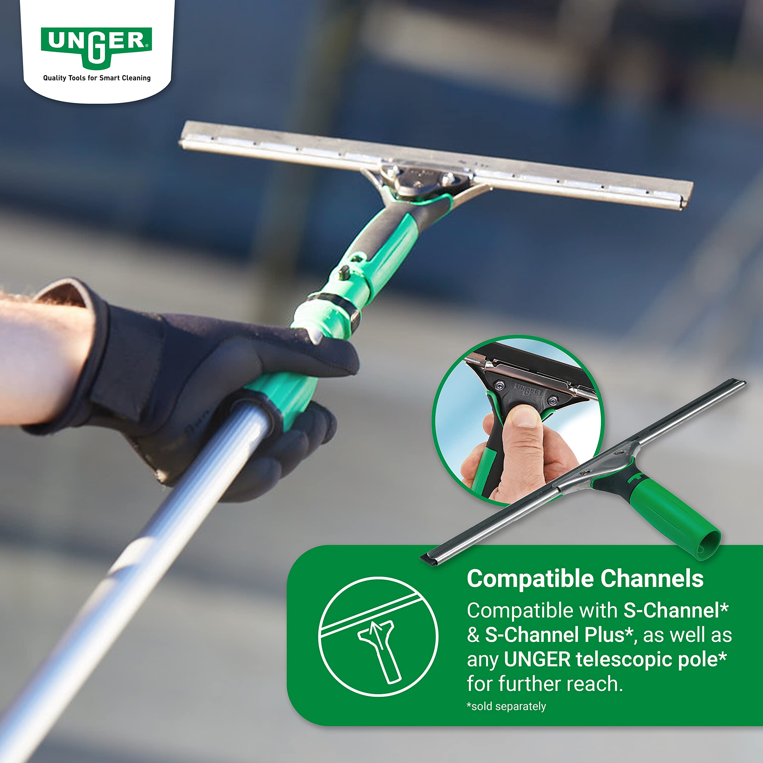 Unger ErgoTec Window Squeegee 79001 - 45cm Stainless Steel Channel | Ergonomic Grip 4