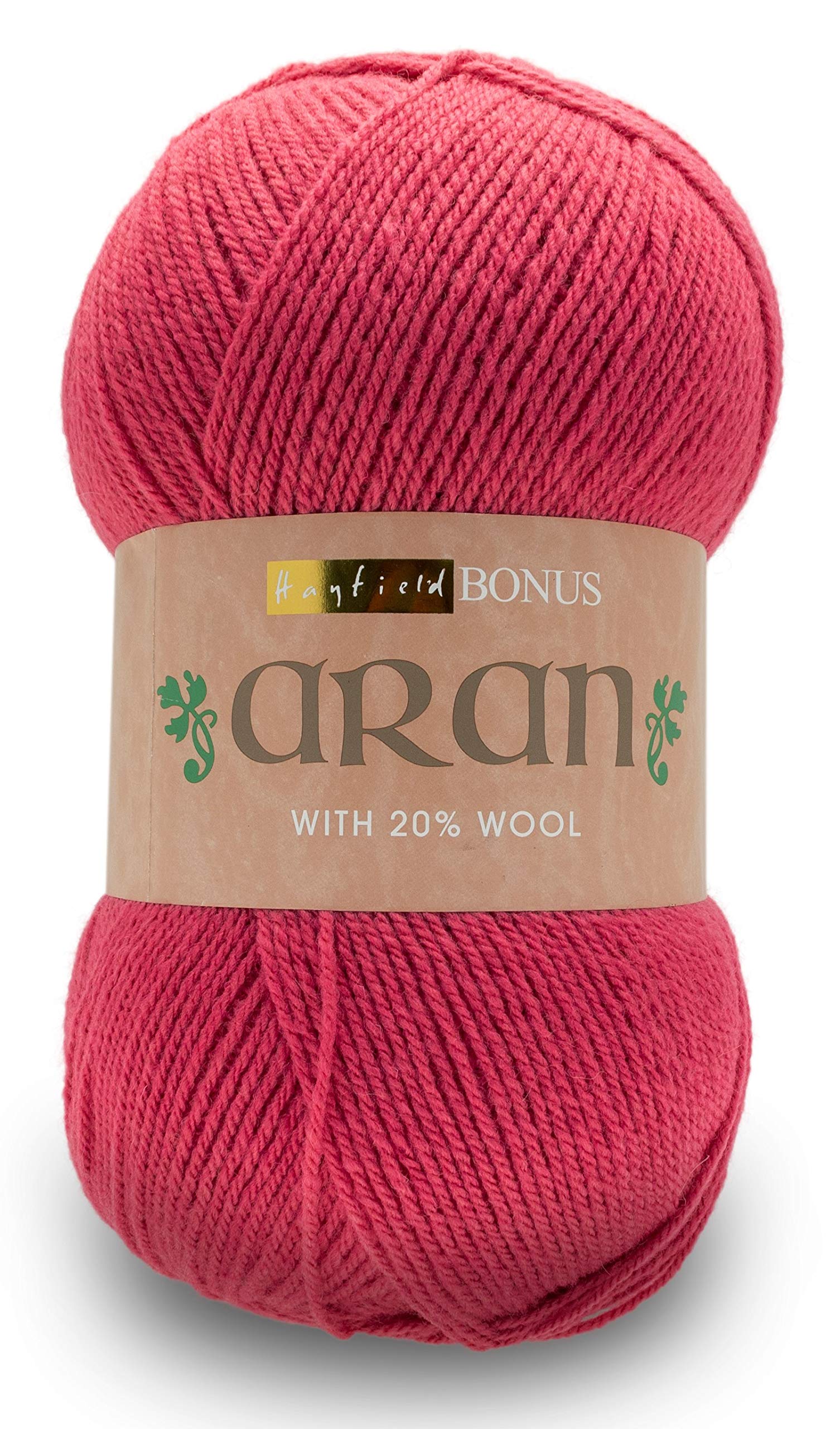 Sirdar Hayfield Bonus with Wool Yarn - Aran Weight | 80% Acrylic/20% Wool | Raspberry Pink | 400g Ball 1