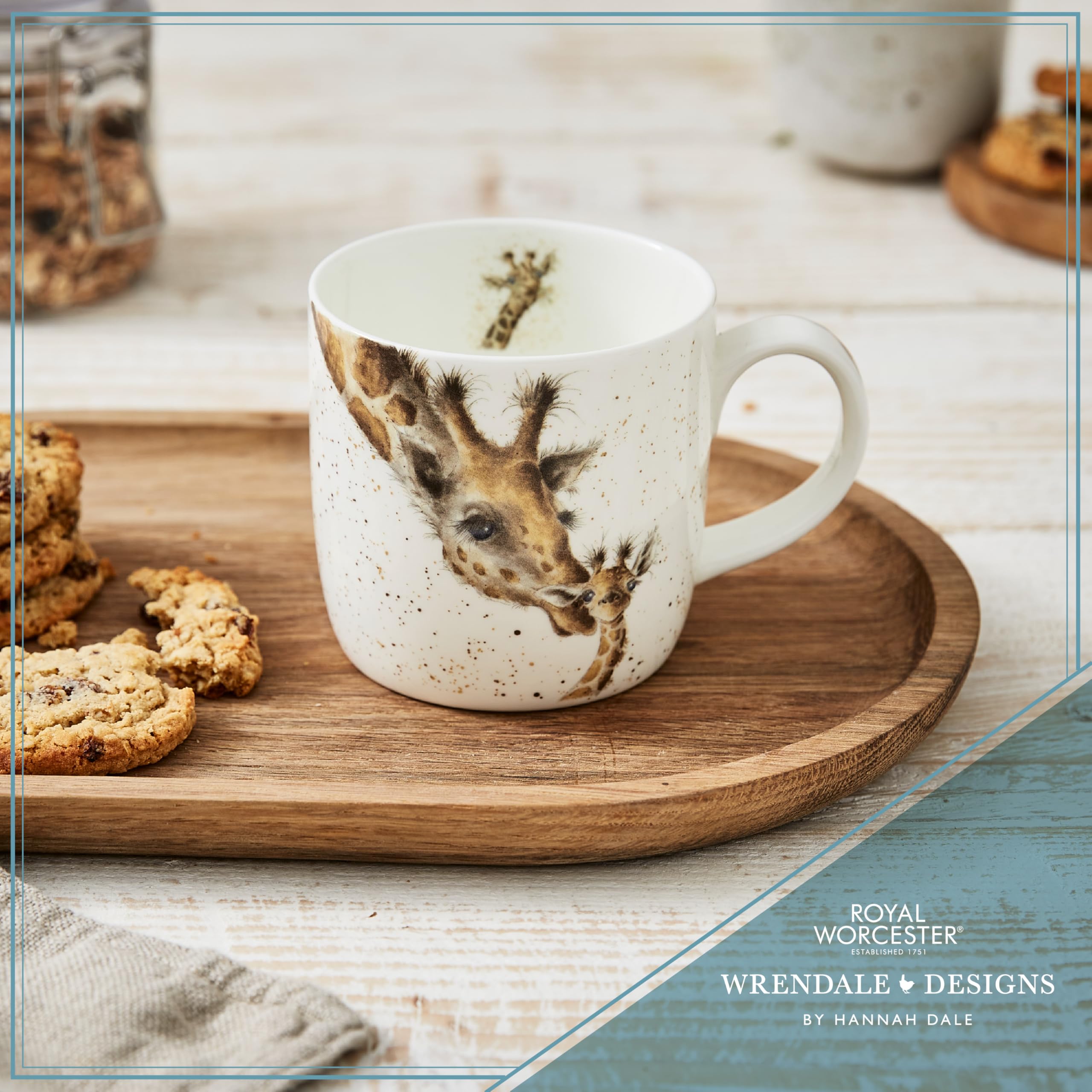 Royal Worcester Wrendale Designs First Kiss Giraffe Coffee Mug | Fine Bone China | 310ml 2