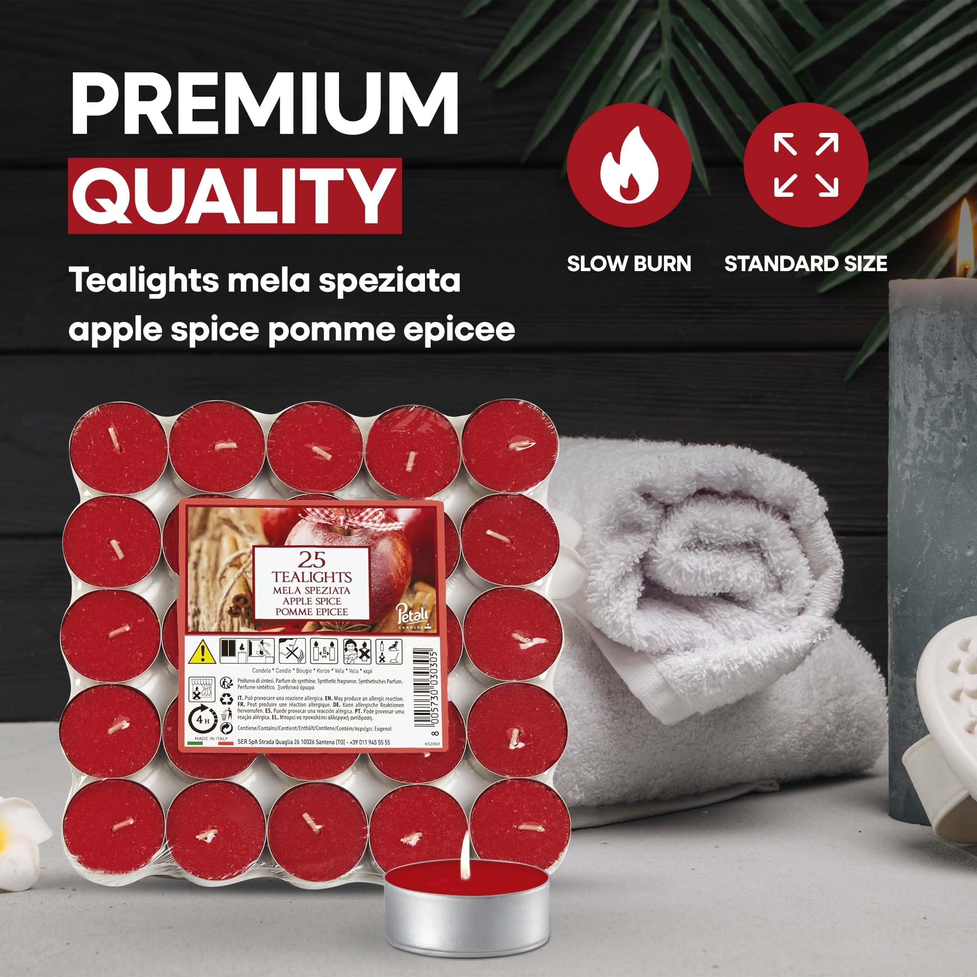 Price's Petali Brand Scented Tealights - Apple Spice | 25 Pack | 4 Hour Burn Time 5