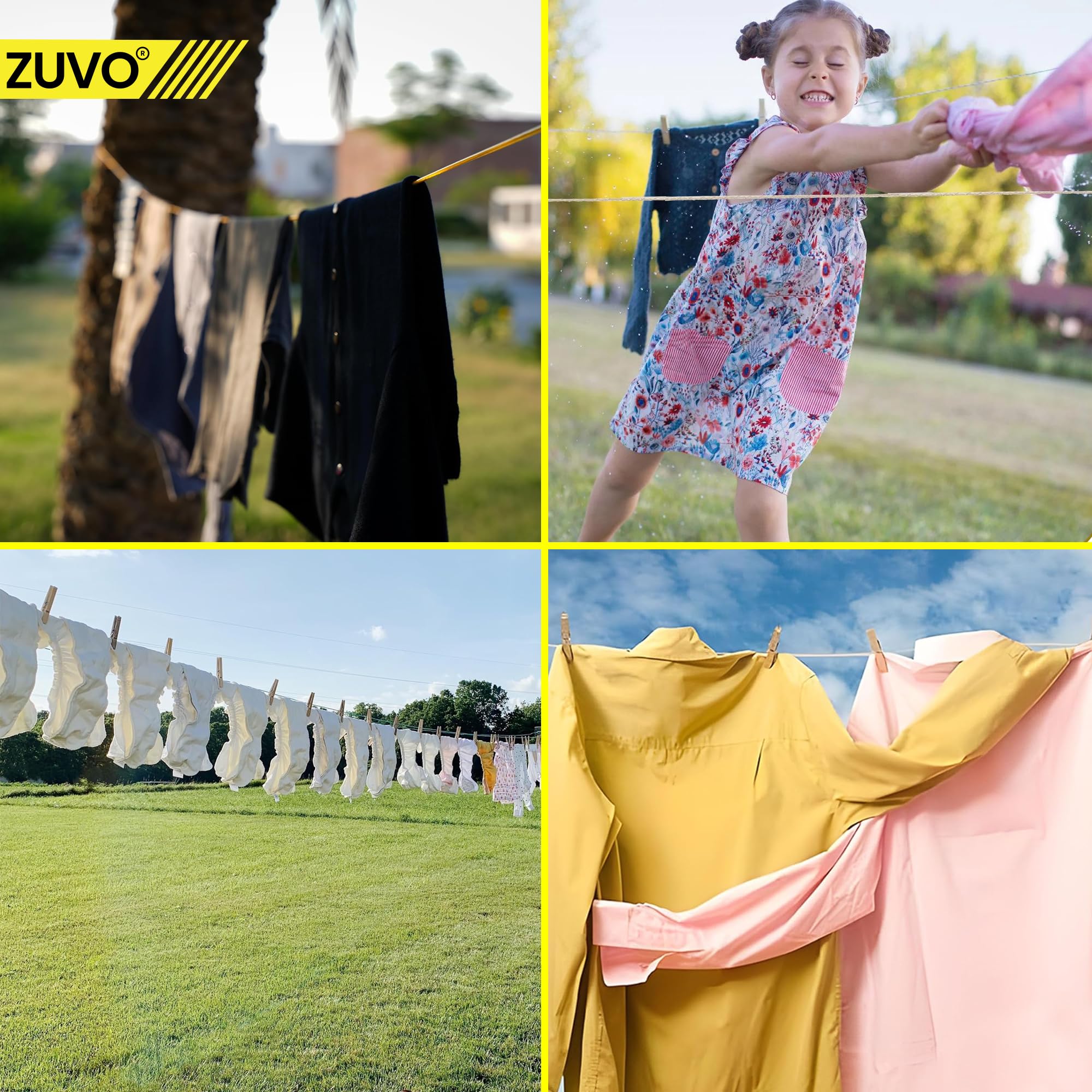 Zuvo 30M Outdoor Washing Line - Heavy-Duty Polyester Clothes Line Rope for Indoor/Outdoor Use 4