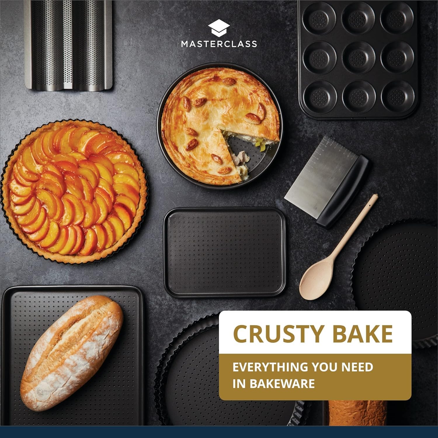 MasterClass Crusty Bake 25 cm Perforated Quiche Tin with Loose Bottom | Carbon Steel | Grey 7