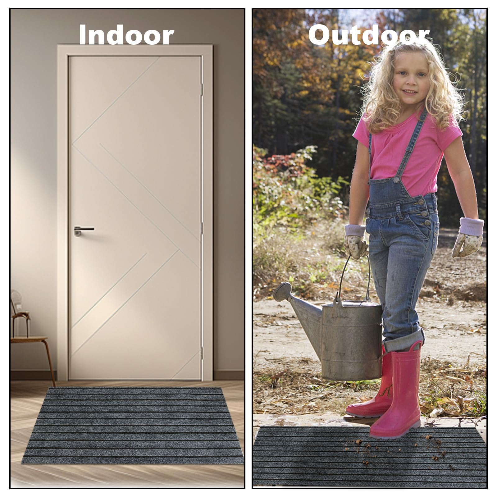 ASelected Indoor/Outdoor Doormat - Heavy Duty, Washable Rubber, 40x60 cm | Grey 6