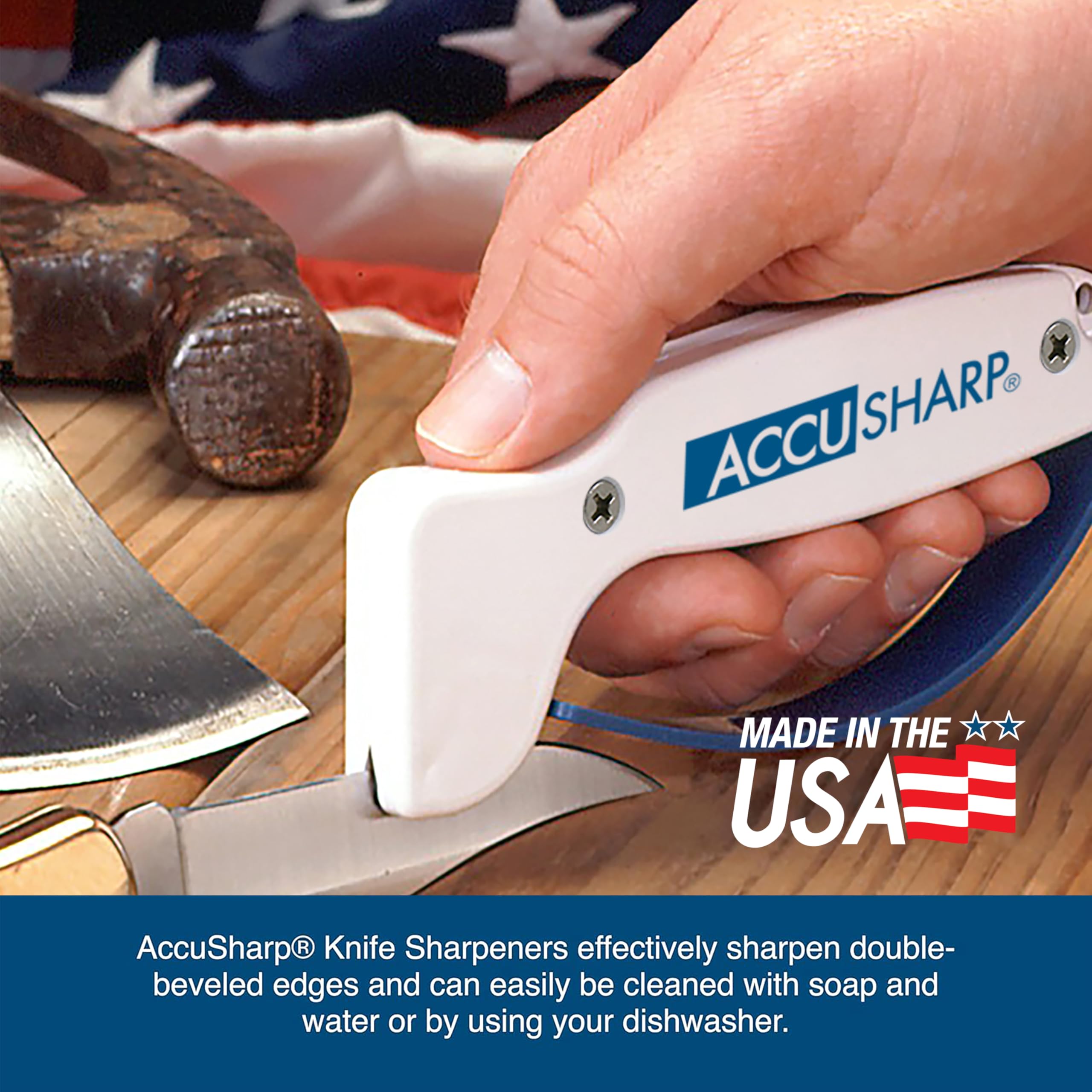 ACCUSHARP Manual Knife Sharpener - Diamond-Honed Tungsten Carbide | Blue & White 6