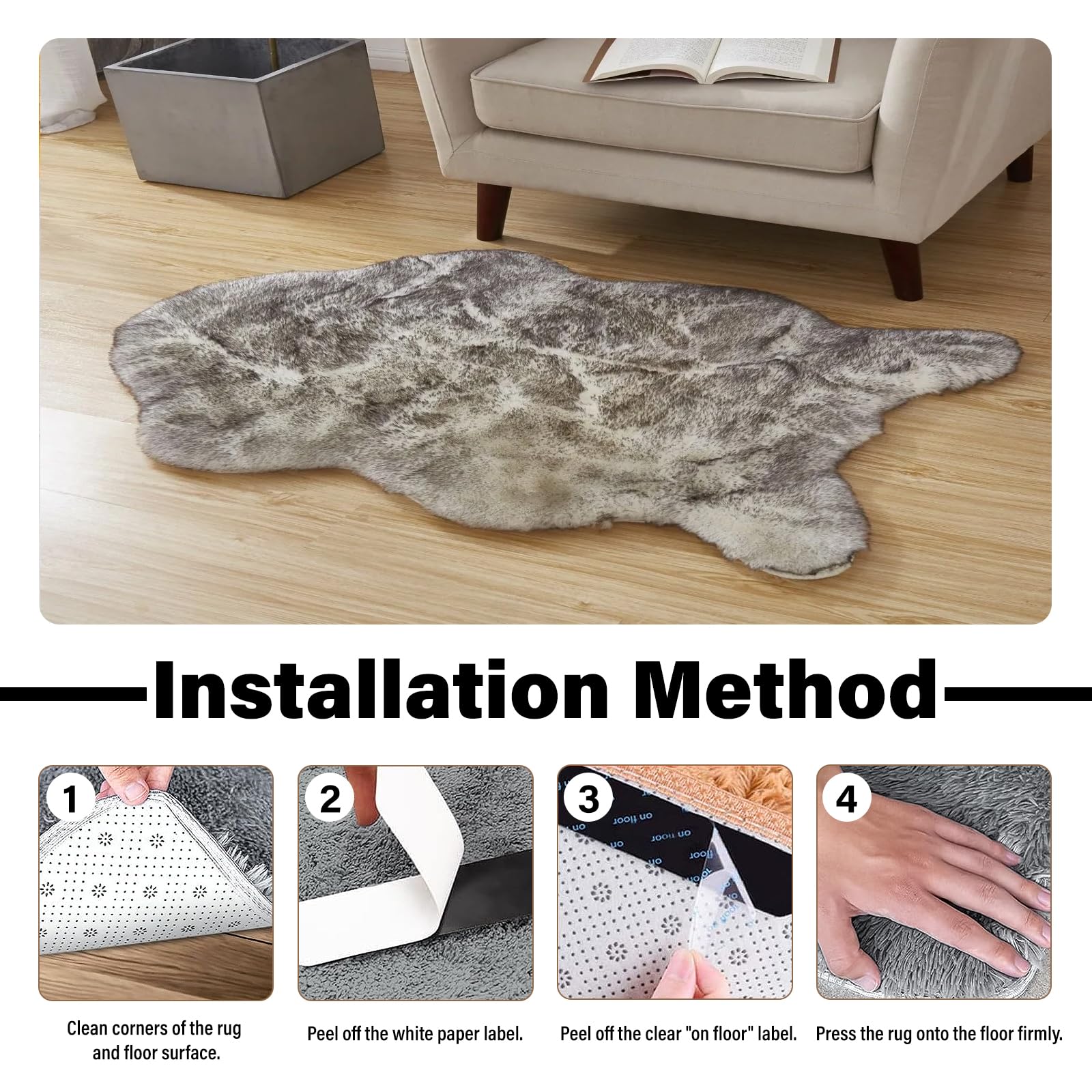 Admygo Rug Gripper - 24 PCS Reusable Anti-Slip Grips for Laminate, Wood & Tile Floors 5