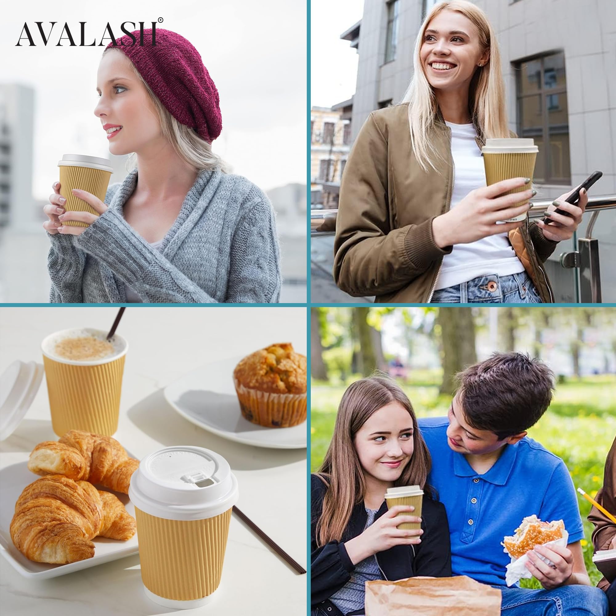 AVLASH Disposable Coffee Cups with Lids - 12 OZ Capacity | 30 Count Pack | Leak Proof 4