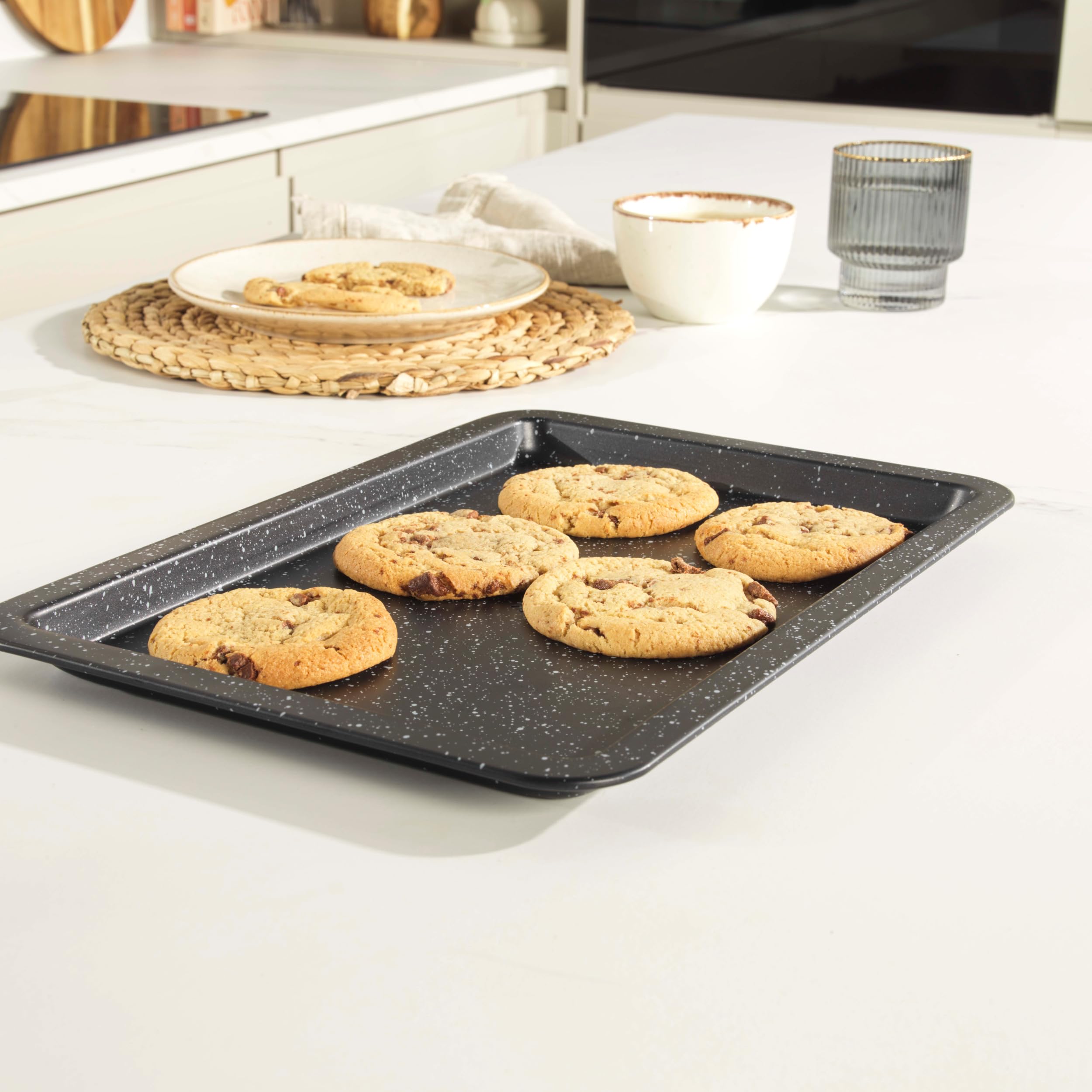 Salter Megastone BW07033EU7 Baking Tray - 37cm Carbon Steel, Ultra Non-Stick | Oven Safe 220°C 7
