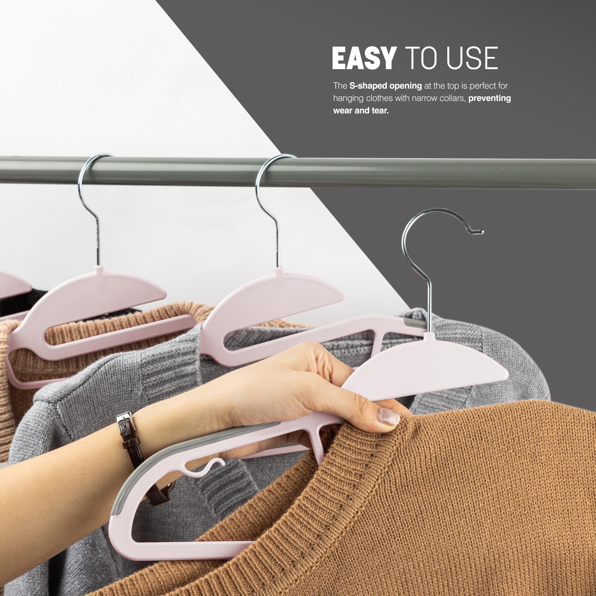 KEPLIN 20-Pack Non-Slip Velvet Hangers - Space Saving Slimline Design | 360° Swivel Hooks | Durable Plastic 5