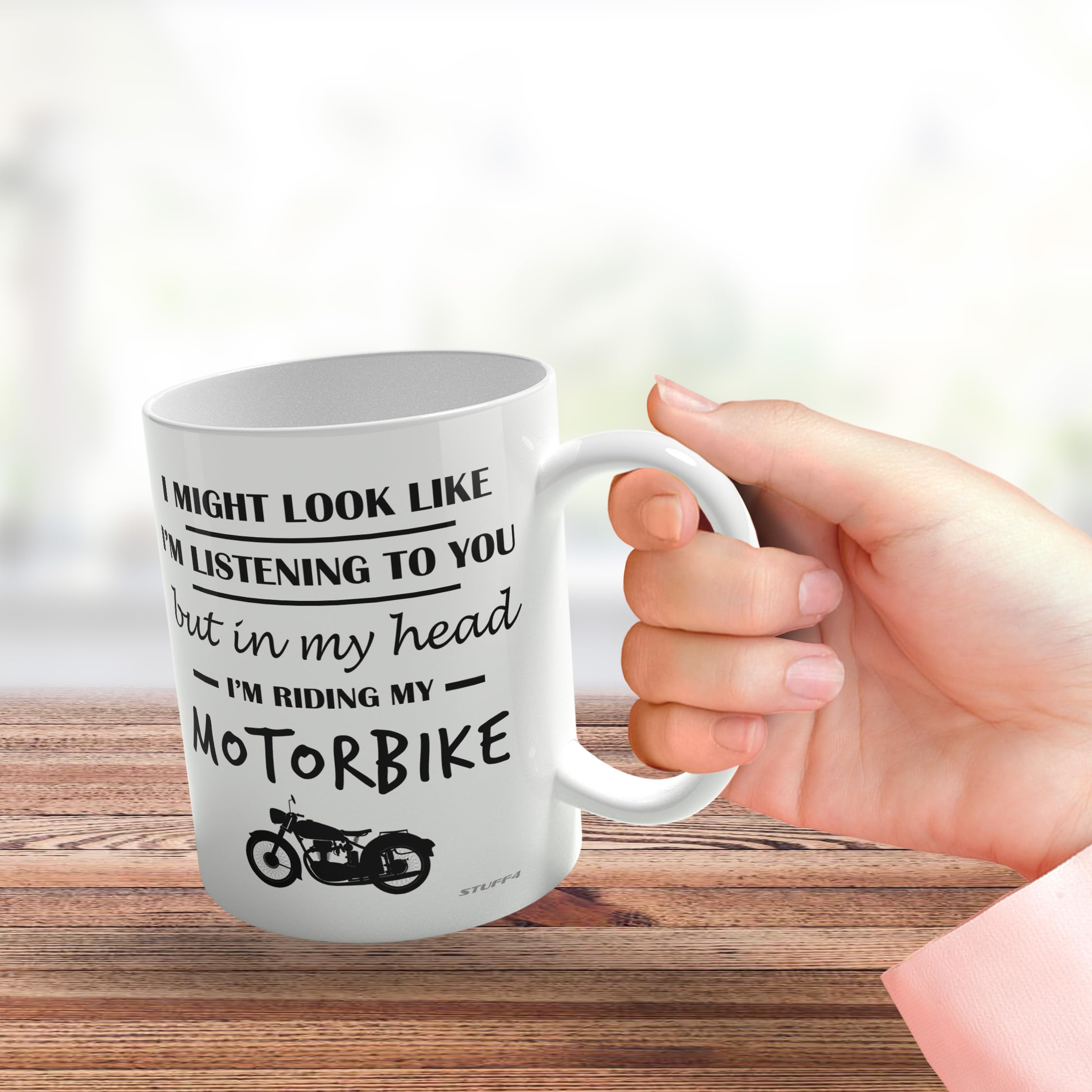 Stuff4 Motorbike Coffee Cup - Funny 'In My Head I'm Riding My Motorbike' Novelty Gift | 11oz Ceramic | Dishwasher Safe 3