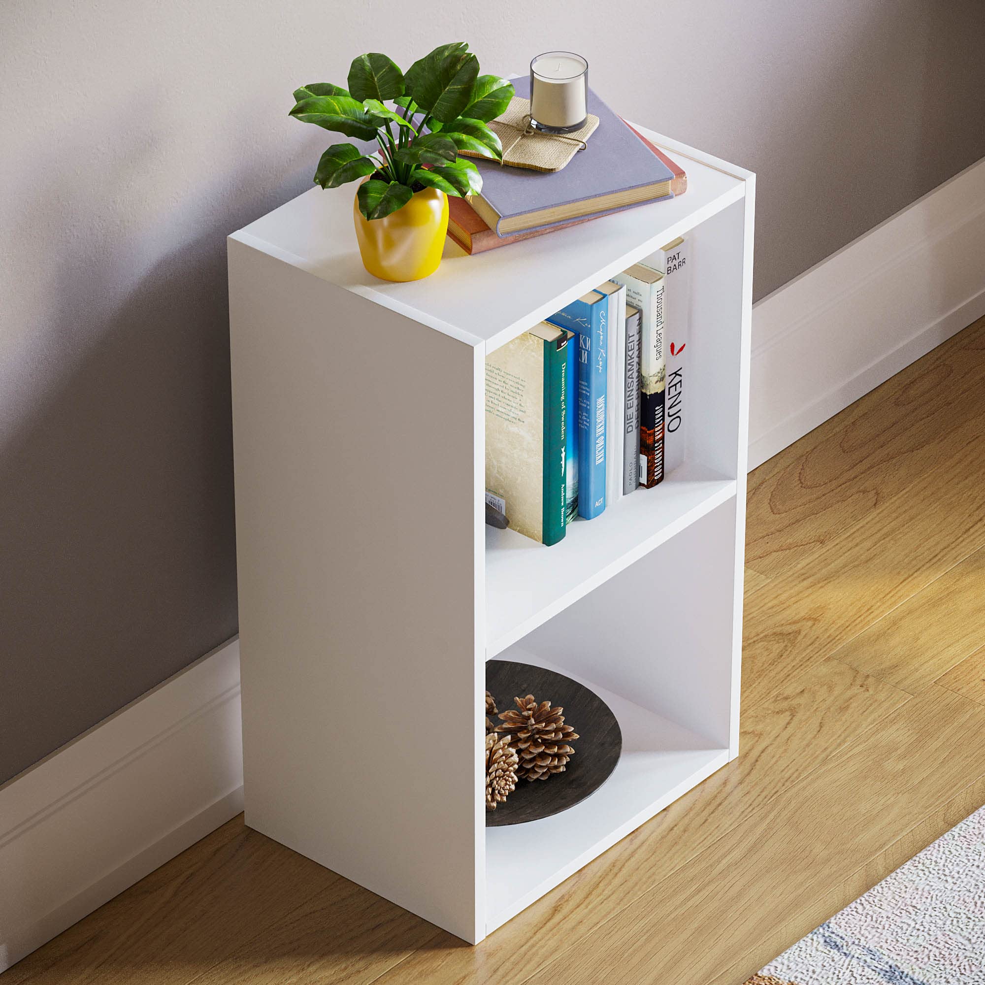 Vida Designs Oxford 2 Tier Cube Bookcase - White Wooden Shelving | H 54 x W 32 x D 24 Cm 7