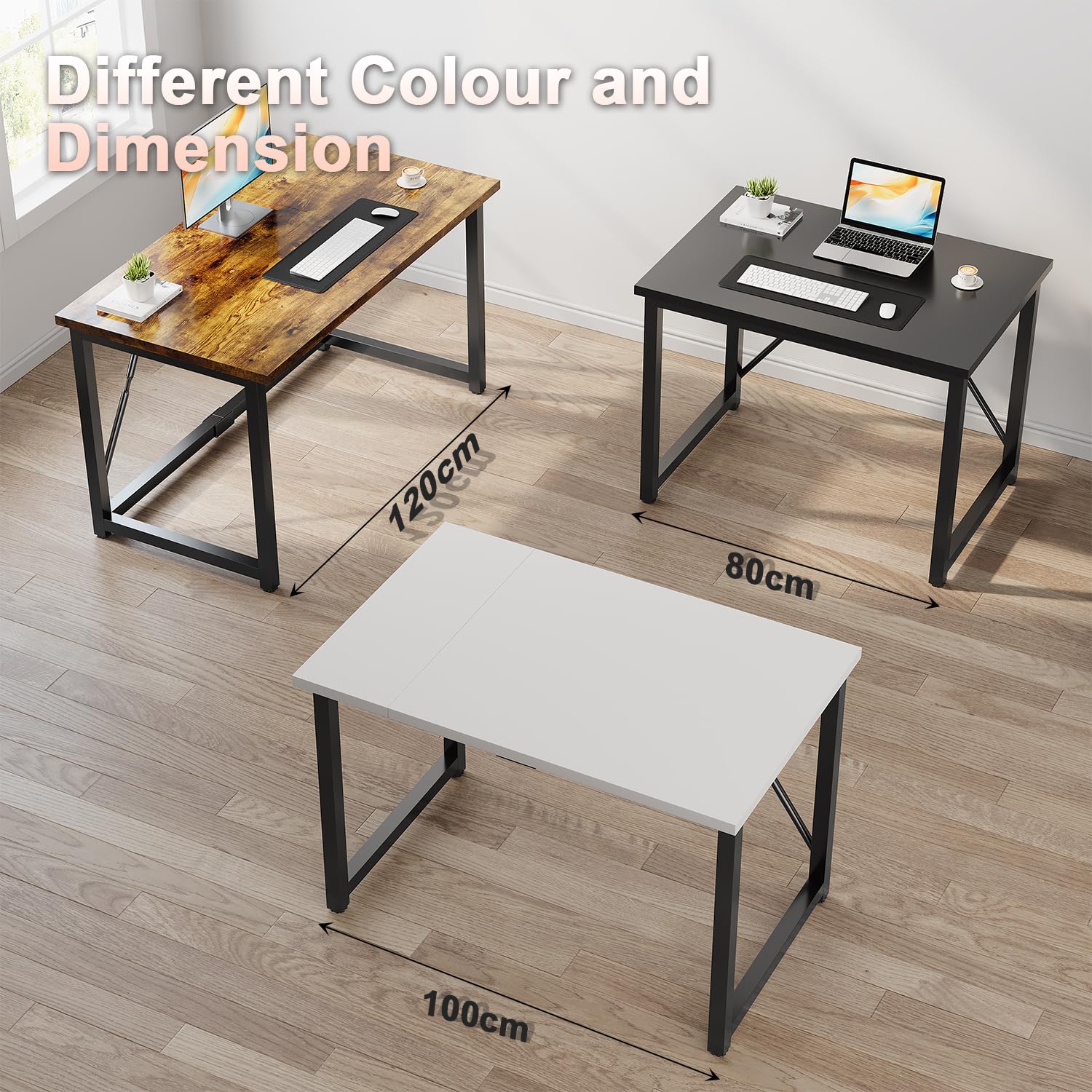 JUMMICO Computer Desk Workstation | 80 x 50 cm Surface | Rustic Brown | Adjustable 7