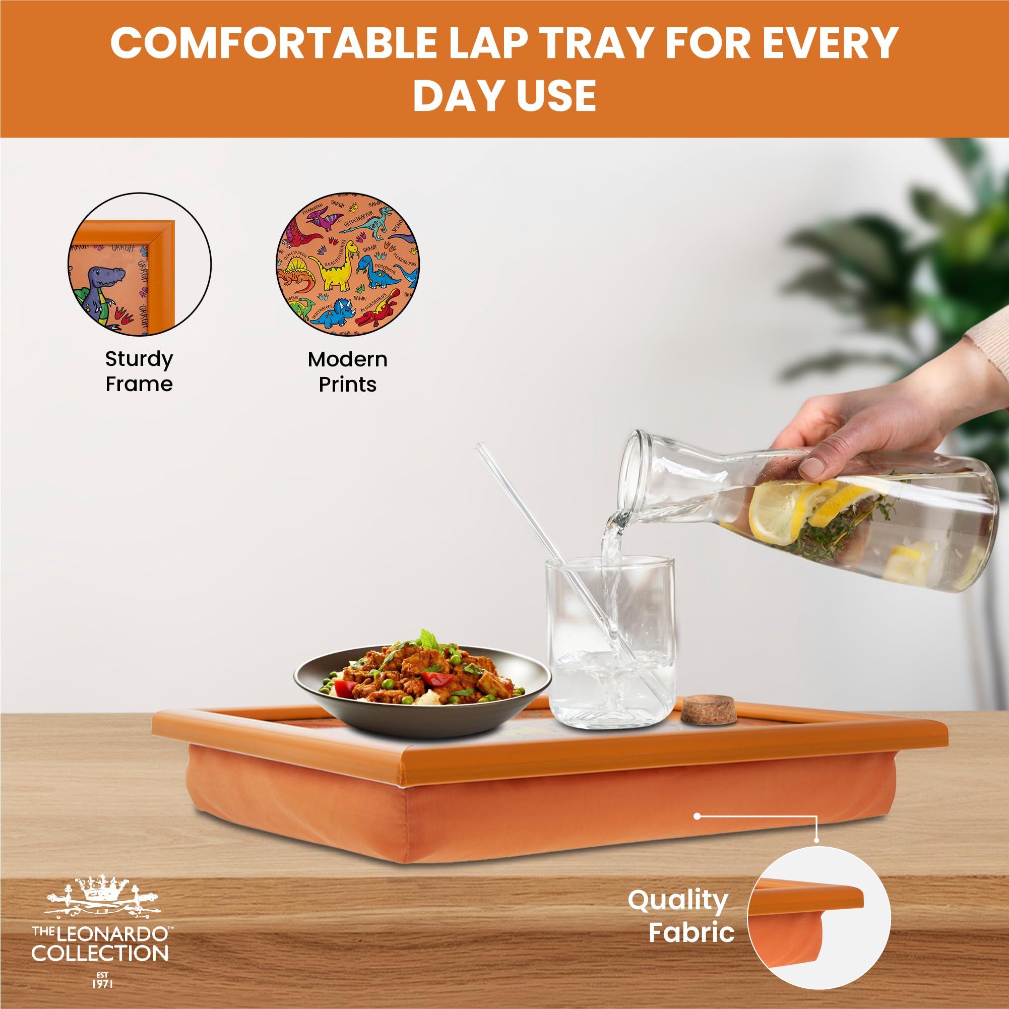 The Leonardo Collection Little Stars Dinosaurs Laptray for Food Serving | Wood | 350x280mm 6