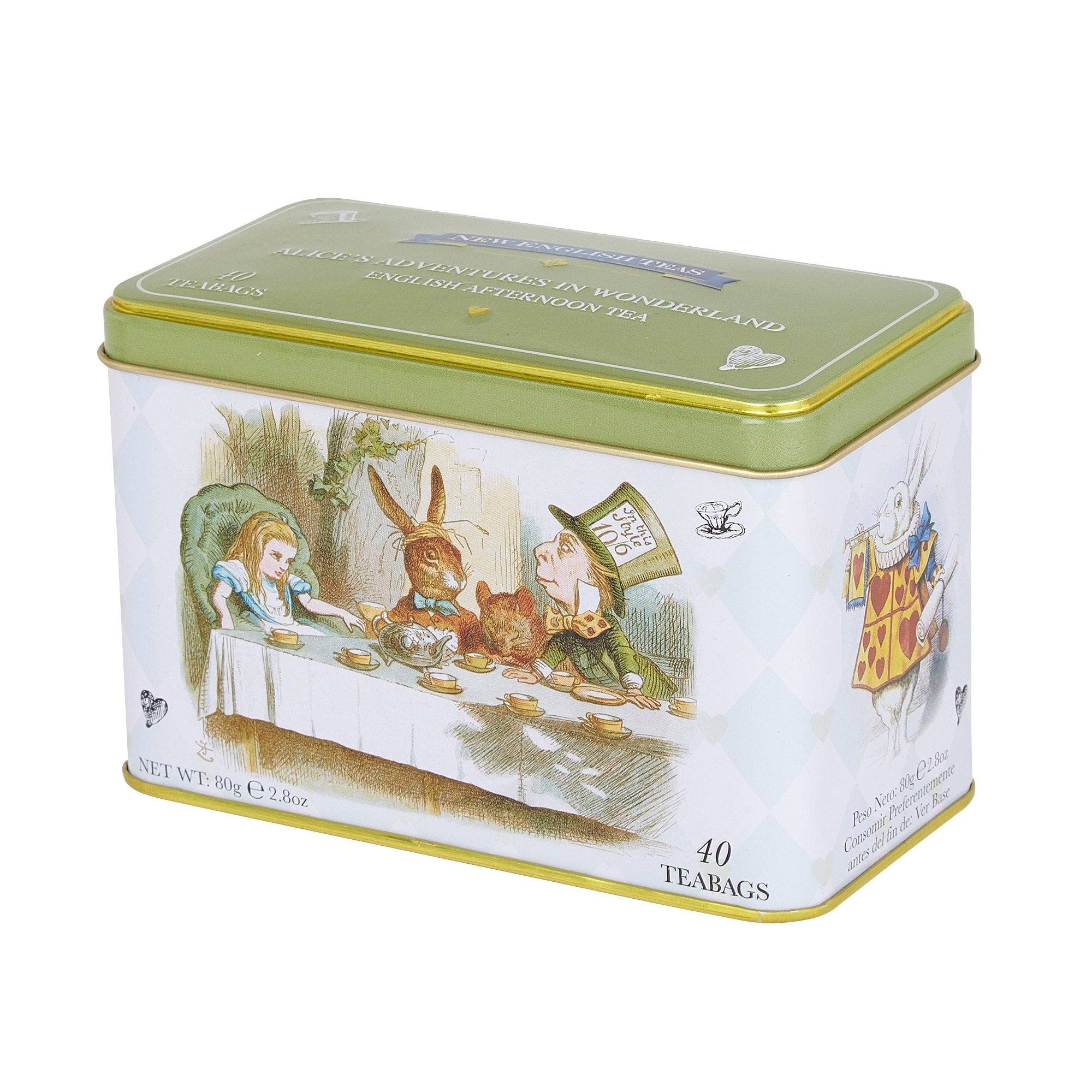 New English Teas Alice in Wonderland Tea Caddy with 40 English Afternoon Teabags | Collectible Tin