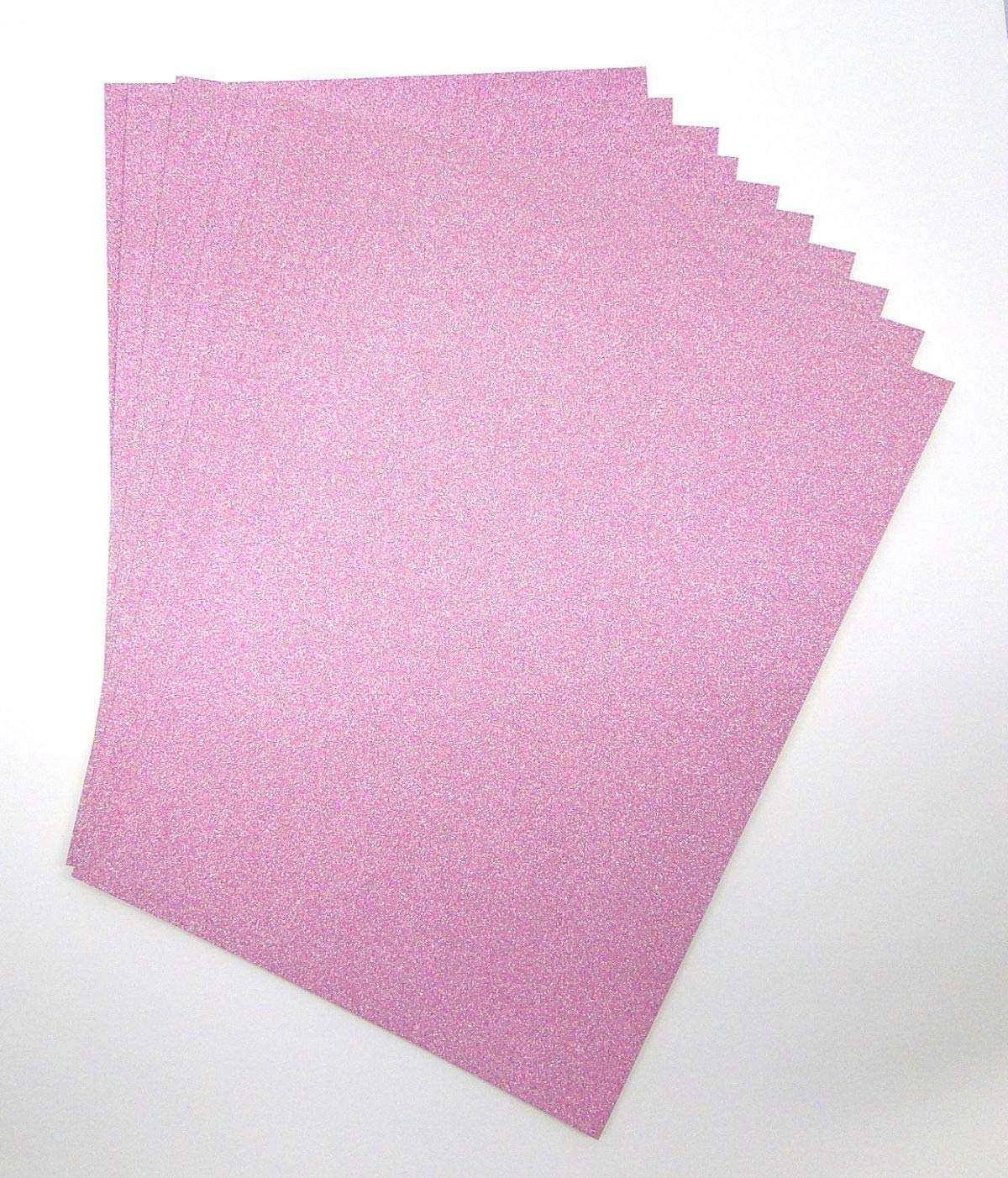 Habercrafts A4 Light Pink Glitter Card Stock Paper - Non Shed, Acid Free | 10 Sheets 1