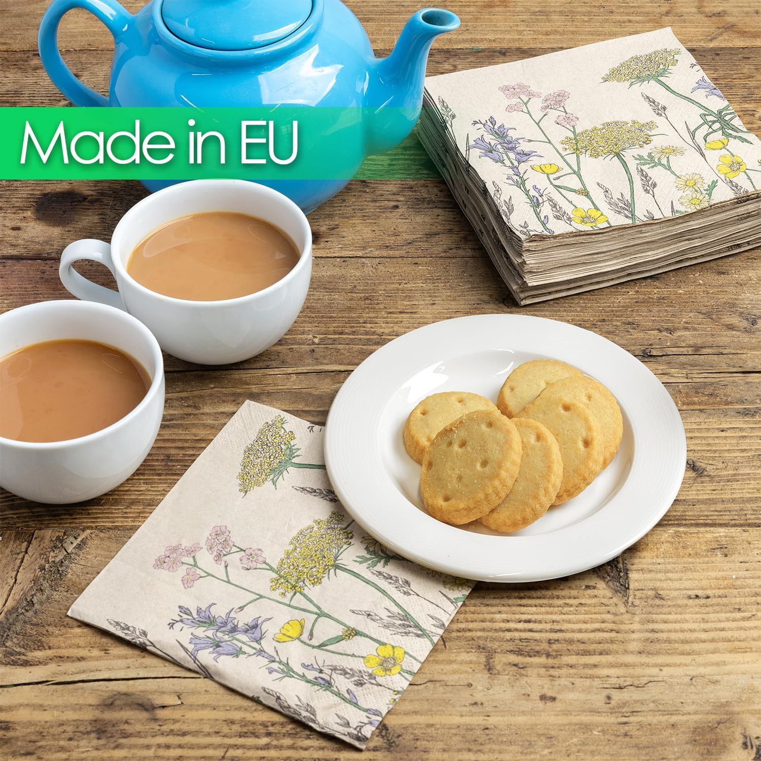 Talking Tables Table Kind Recycled Paper Napkins - 100 Pack, 2ply, 33cm Wildflower Floral 8