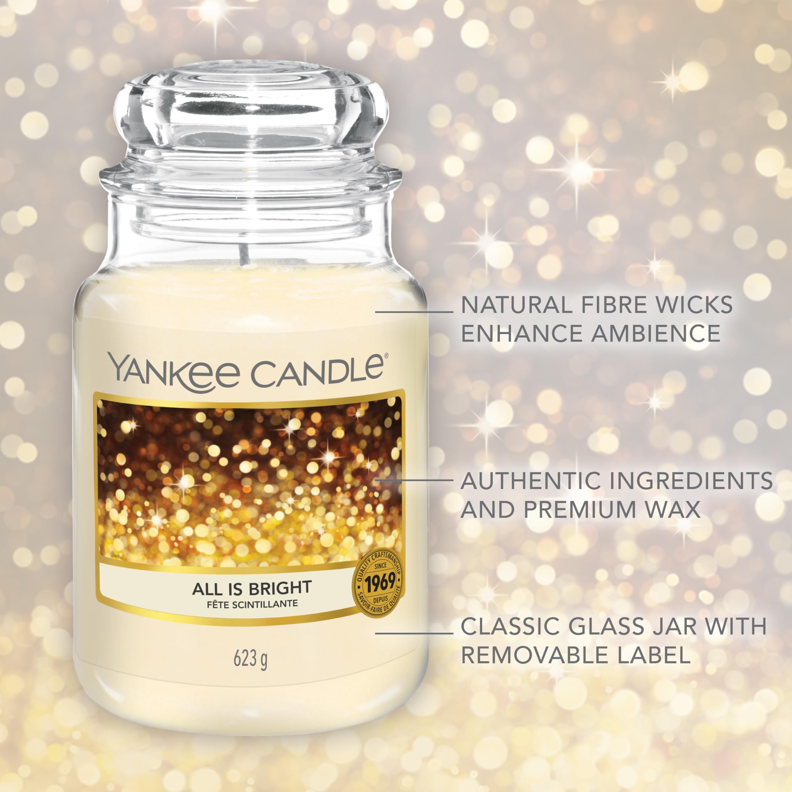 Yankee Candle All is Bright Scented Candle - Large Jar | Up to 150 Hour Burn Time | 623g 4