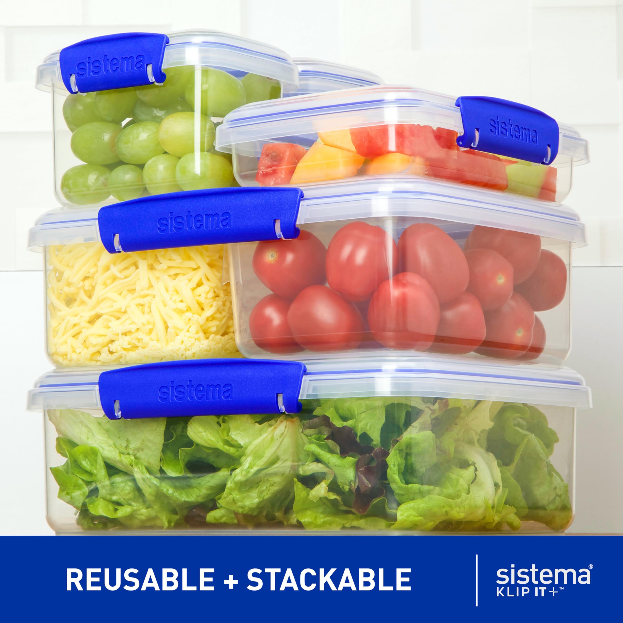 Sistema KLIP IT Food Storage Container - 9.6 L Capacity | Stackable & Airtight | BPA-Free Plastic | Blue Clips | 1 Count 3